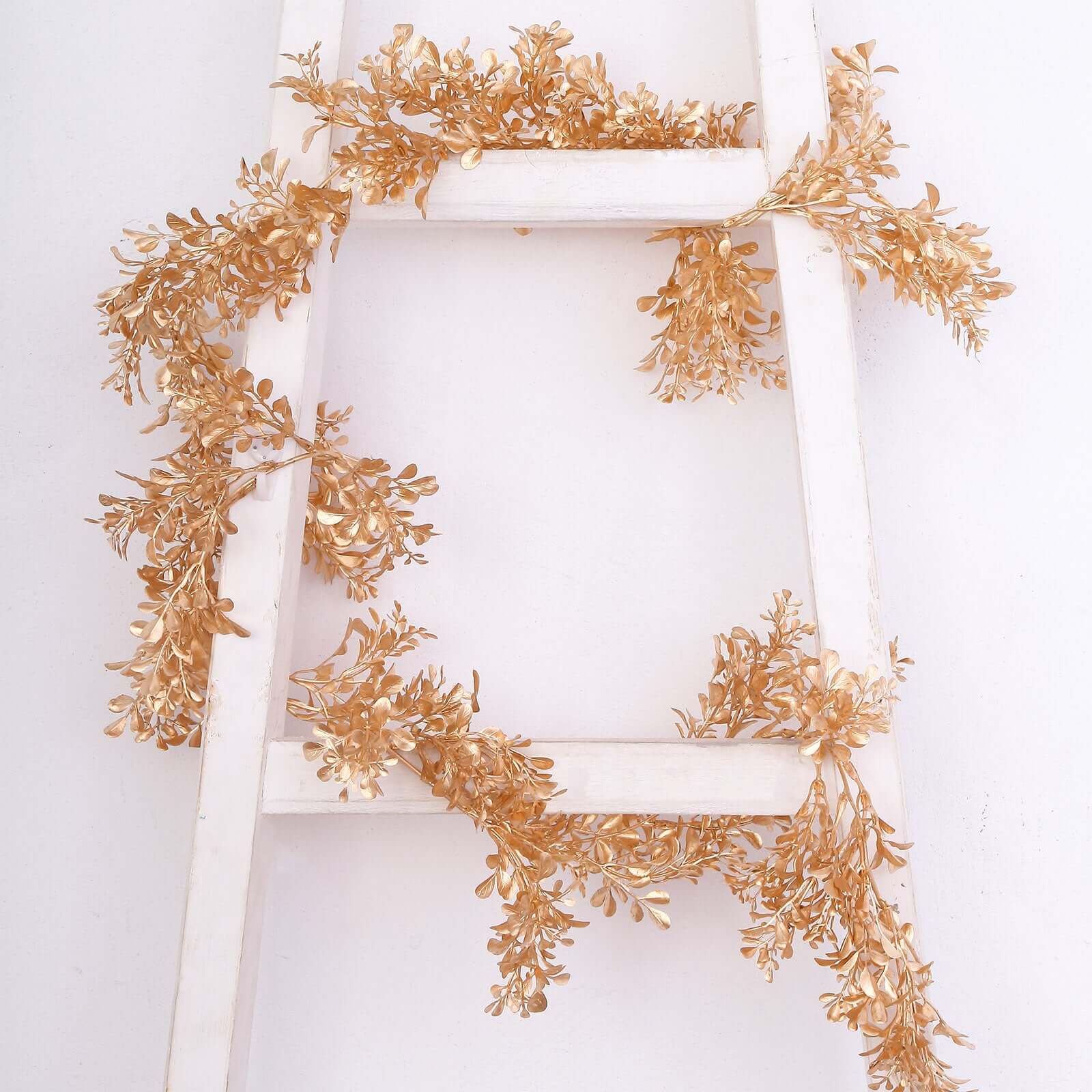 Artificial Boxwood Leaf Table Garland Metallic Gold - Versatile Faux Decorative Hanging Vine for Modern & Chic Event Styling 6ft - Image 5