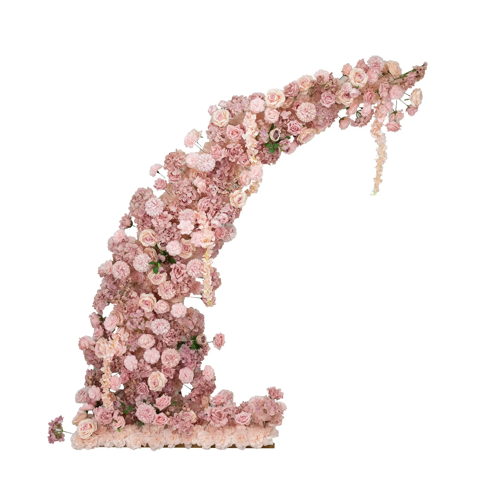 Artificial Silk Floral Backdrop for 6.5ft Half Crescent Wedding Arch – Foam-Backed Flower Arch in Dusty Rose with Roses, Hydrangeas & Chrysanthemums - Image 2