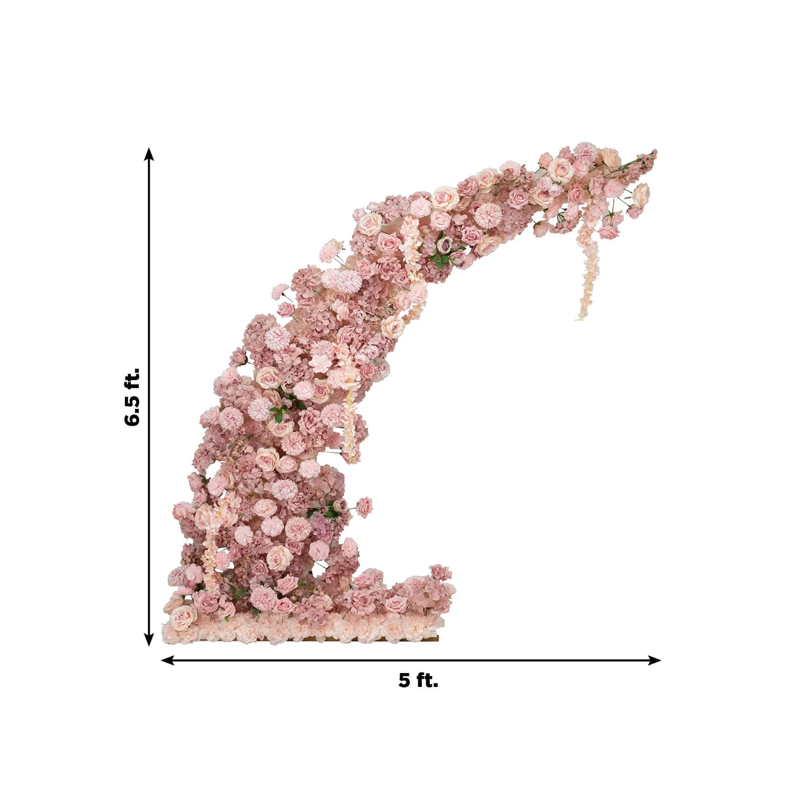 Artificial Silk Floral Backdrop for 6.5ft Half Crescent Wedding Arch – Foam-Backed Flower Arch in Dusty Rose with Roses, Hydrangeas & Chrysanthemums - Image 3