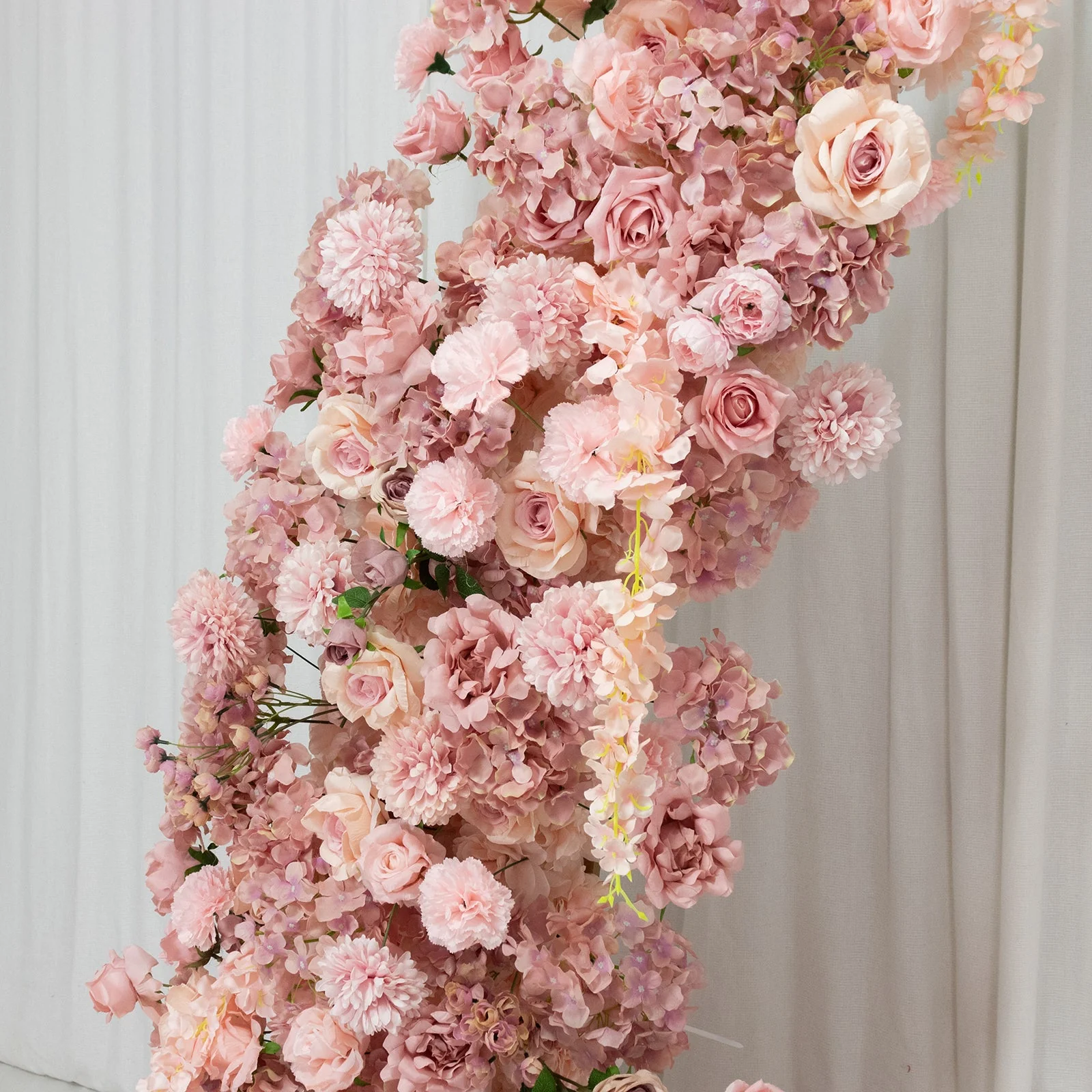 Artificial Silk Floral Backdrop for 6.5ft Half Crescent Wedding Arch – Foam-Backed Flower Arch in Dusty Rose with Roses, Hydrangeas & Chrysanthemums - Image 7