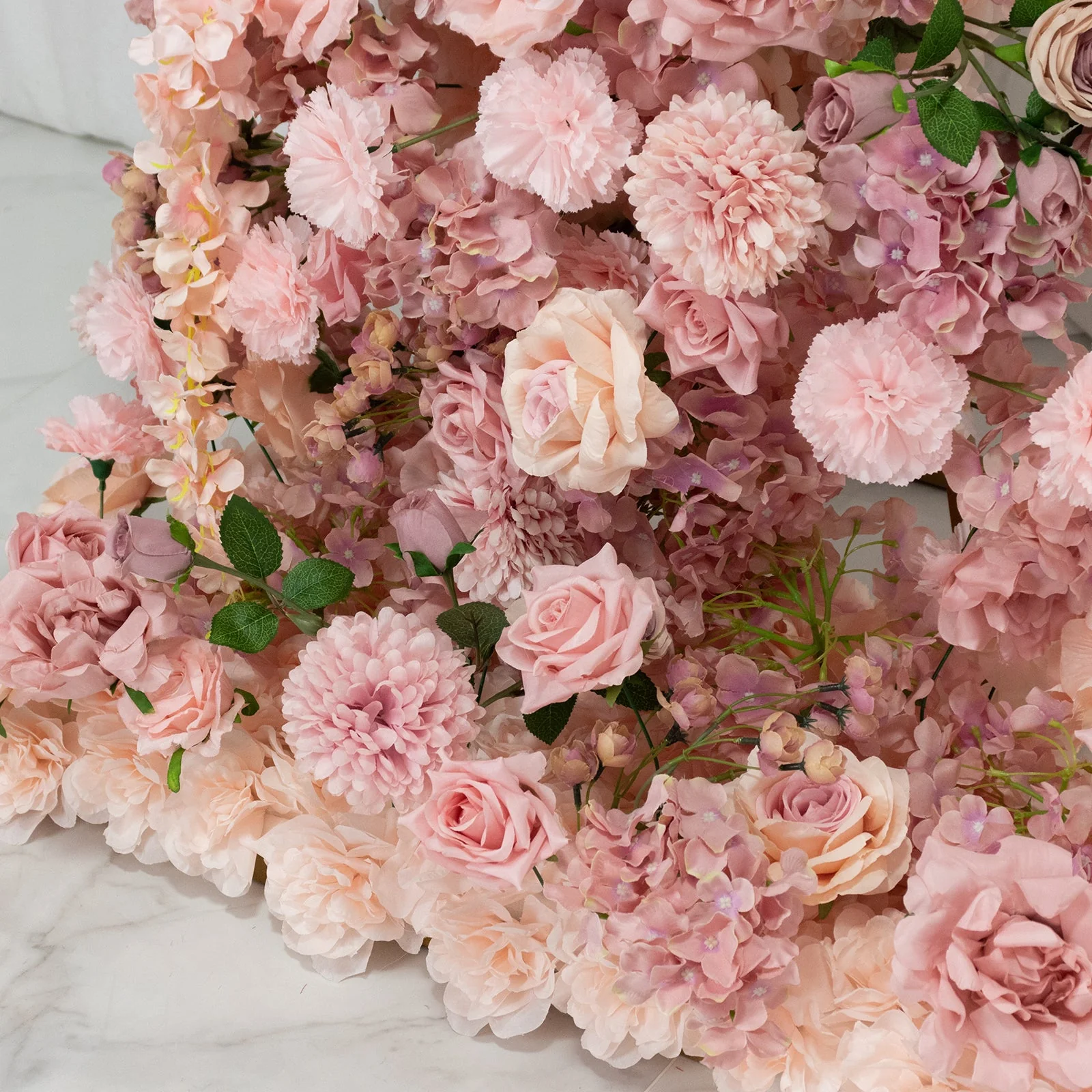 Artificial Silk Floral Backdrop for 6.5ft Half Crescent Wedding Arch – Foam-Backed Flower Arch in Dusty Rose with Roses, Hydrangeas & Chrysanthemums - Image 9