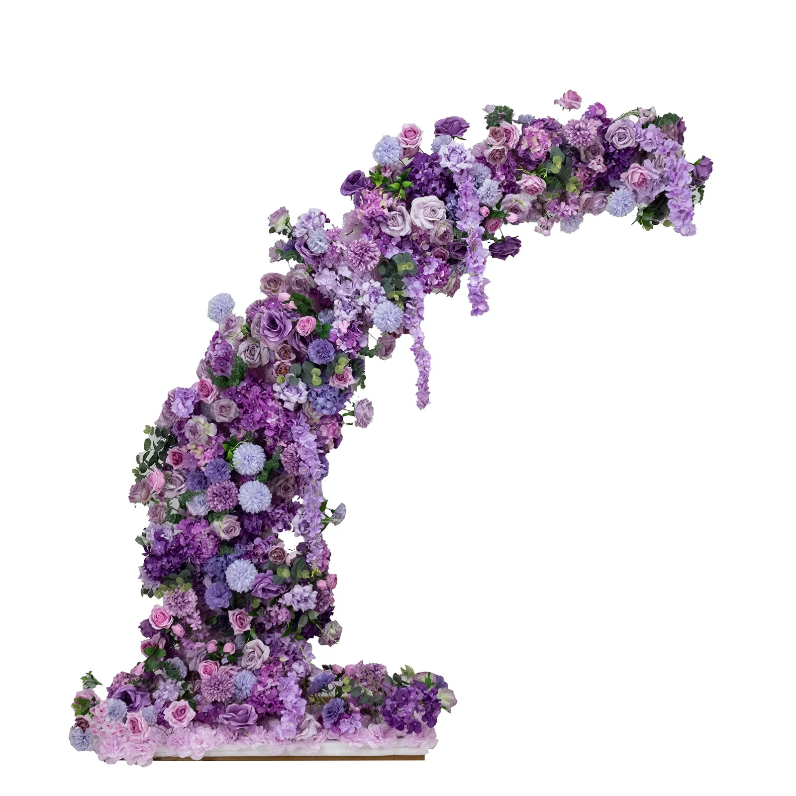 Artificial Silk Floral Backdrop for 6.5ft Half Crescent Wedding Arch – Foam-Backed Flower Arch in Lavender Lilac with Roses, Hydrangeas & Chrysanthemums - Image 2