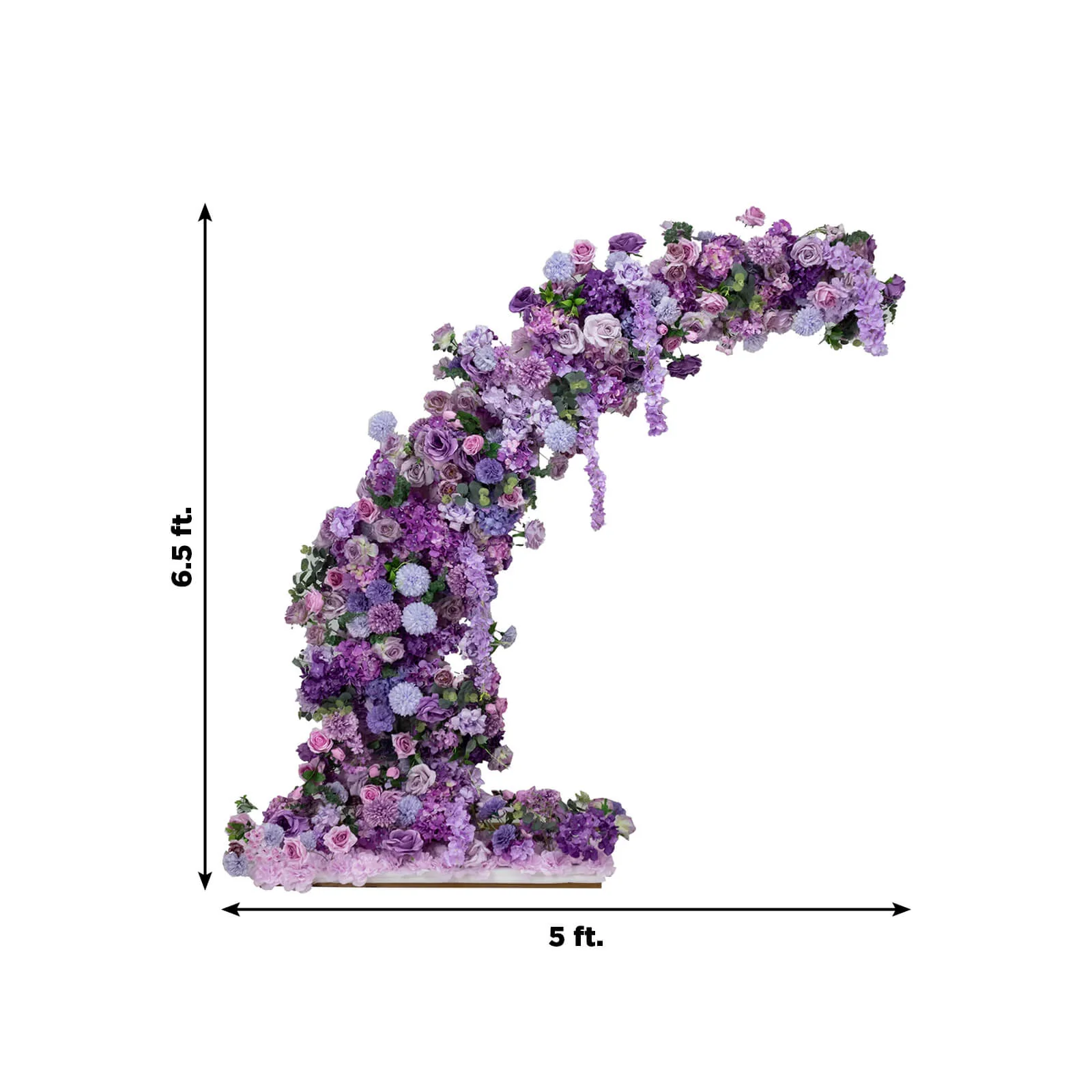 Artificial Silk Floral Backdrop for 6.5ft Half Crescent Wedding Arch – Foam-Backed Flower Arch in Lavender Lilac with Roses, Hydrangeas & Chrysanthemums - Image 3
