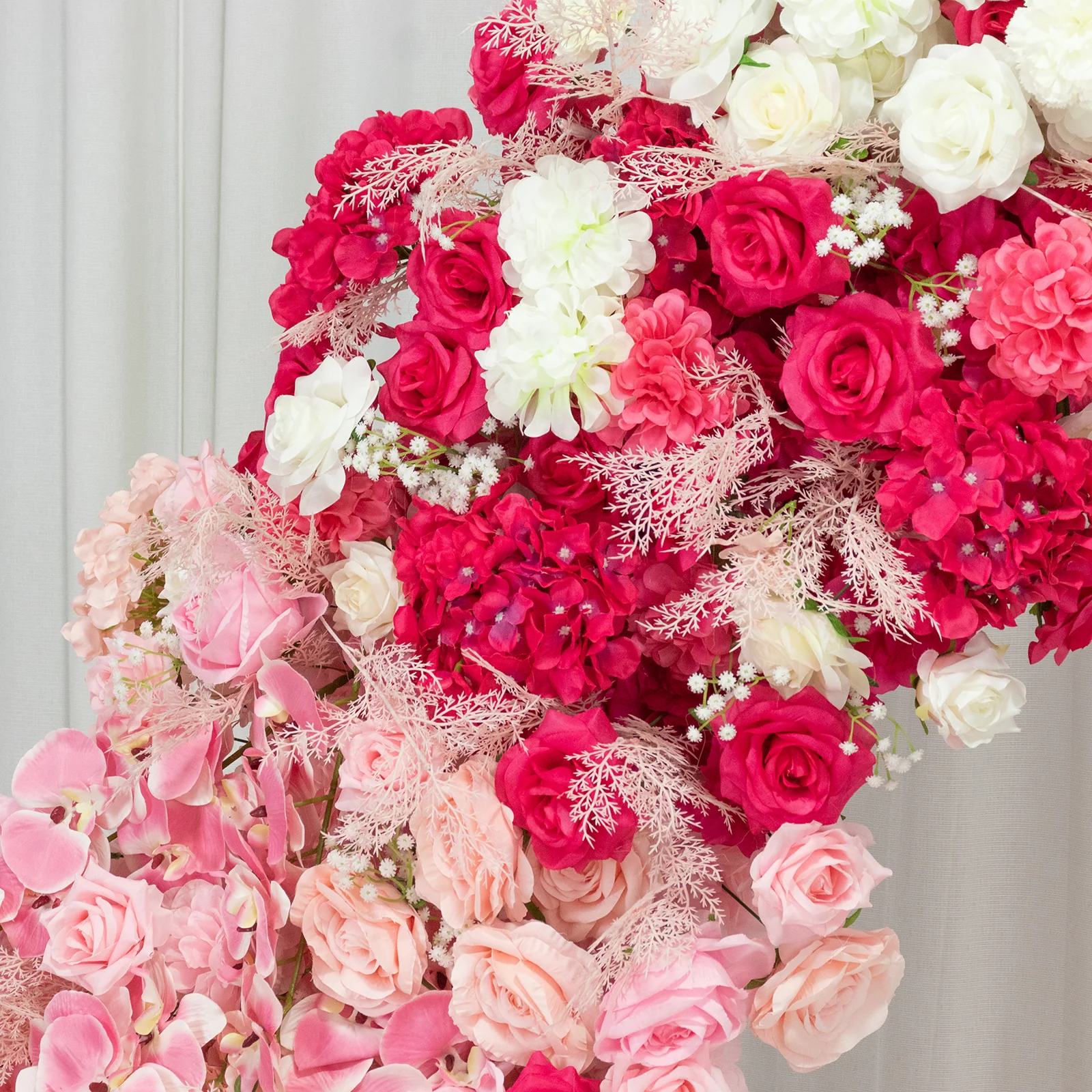 Artificial Silk Floral Backdrop for 6.5ft Half Crescent Wedding Arch – Foam-Backed Flower Arch in White & Pink Mix with Roses, Hydrangeas & Chrysanthemums - Image 7