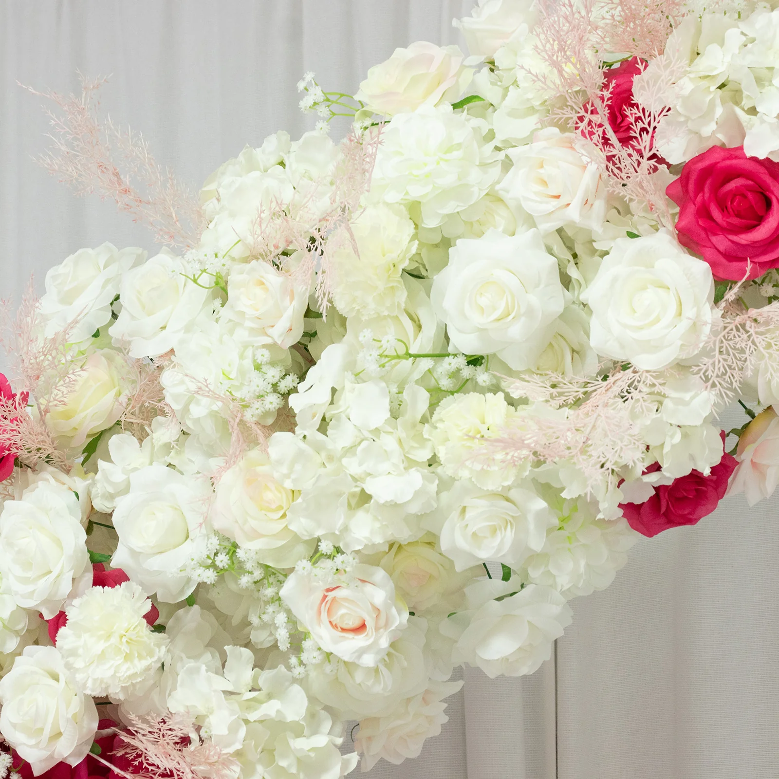 Artificial Silk Floral Backdrop for 6.5ft Half Crescent Wedding Arch – Foam-Backed Flower Arch in White & Pink Mix with Roses, Hydrangeas & Chrysanthemums - Image 8
