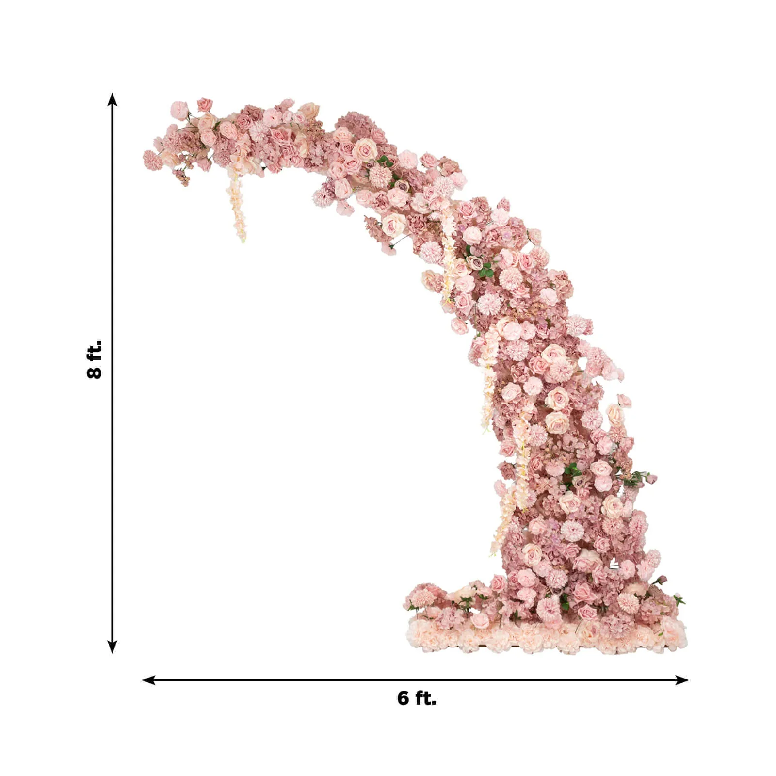 Artificial Silk Floral Backdrop for 8ft Half Crescent Wedding Arch – Foam-Backed Flower Arch in Dusty Rose Mix with Roses, Hydrangeas & Chrysanthemums - Image 3