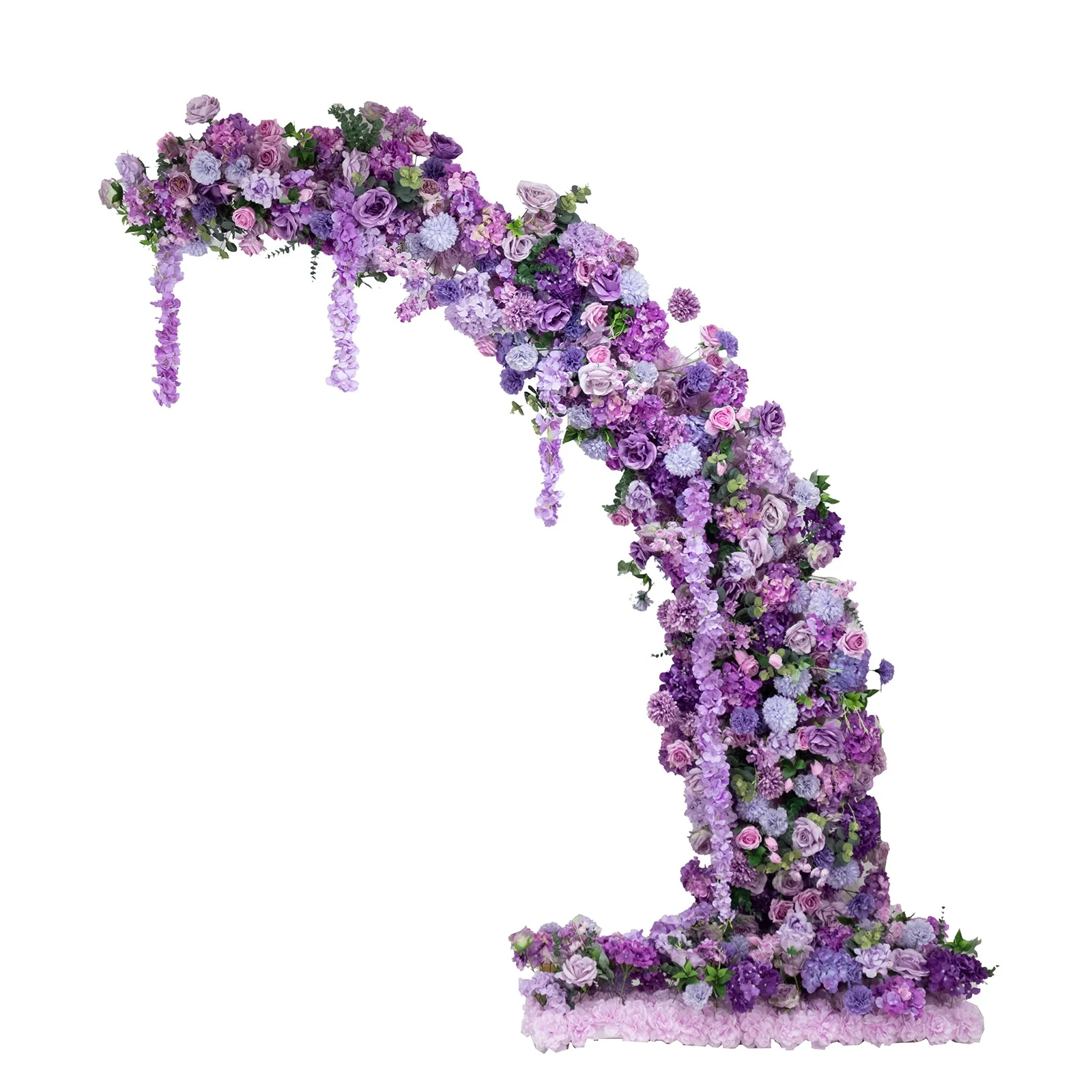 Artificial Silk Floral Backdrop for 8ft Half Crescent Wedding Arch – Foam-Backed Flower Arch in Lavender Lilac Mix with Roses, Hydrangeas & Chrysanthemums - Image 2