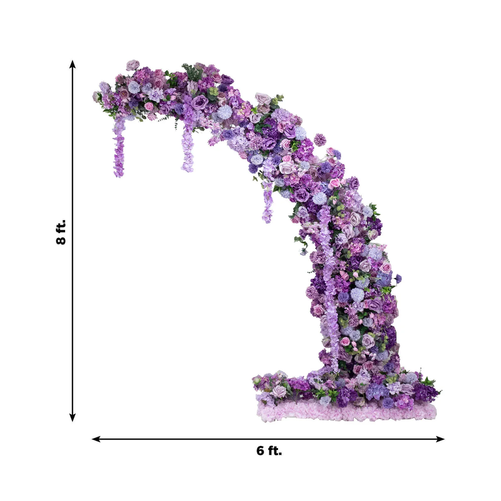 Artificial Silk Floral Backdrop for 8ft Half Crescent Wedding Arch – Foam-Backed Flower Arch in Lavender Lilac Mix with Roses, Hydrangeas & Chrysanthemums - Image 3