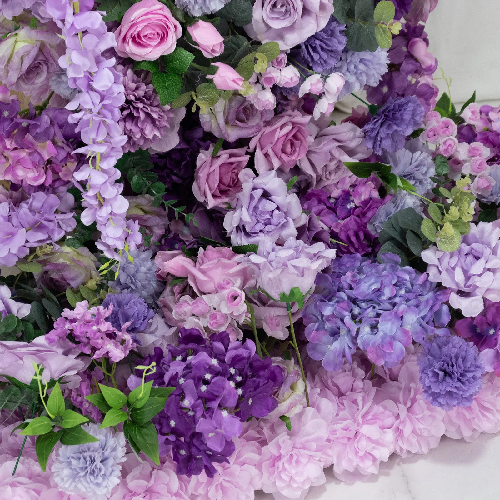 Artificial Silk Floral Backdrop for 8ft Half Crescent Wedding Arch – Foam-Backed Flower Arch in Lavender Lilac Mix with Roses, Hydrangeas & Chrysanthemums - Image 9