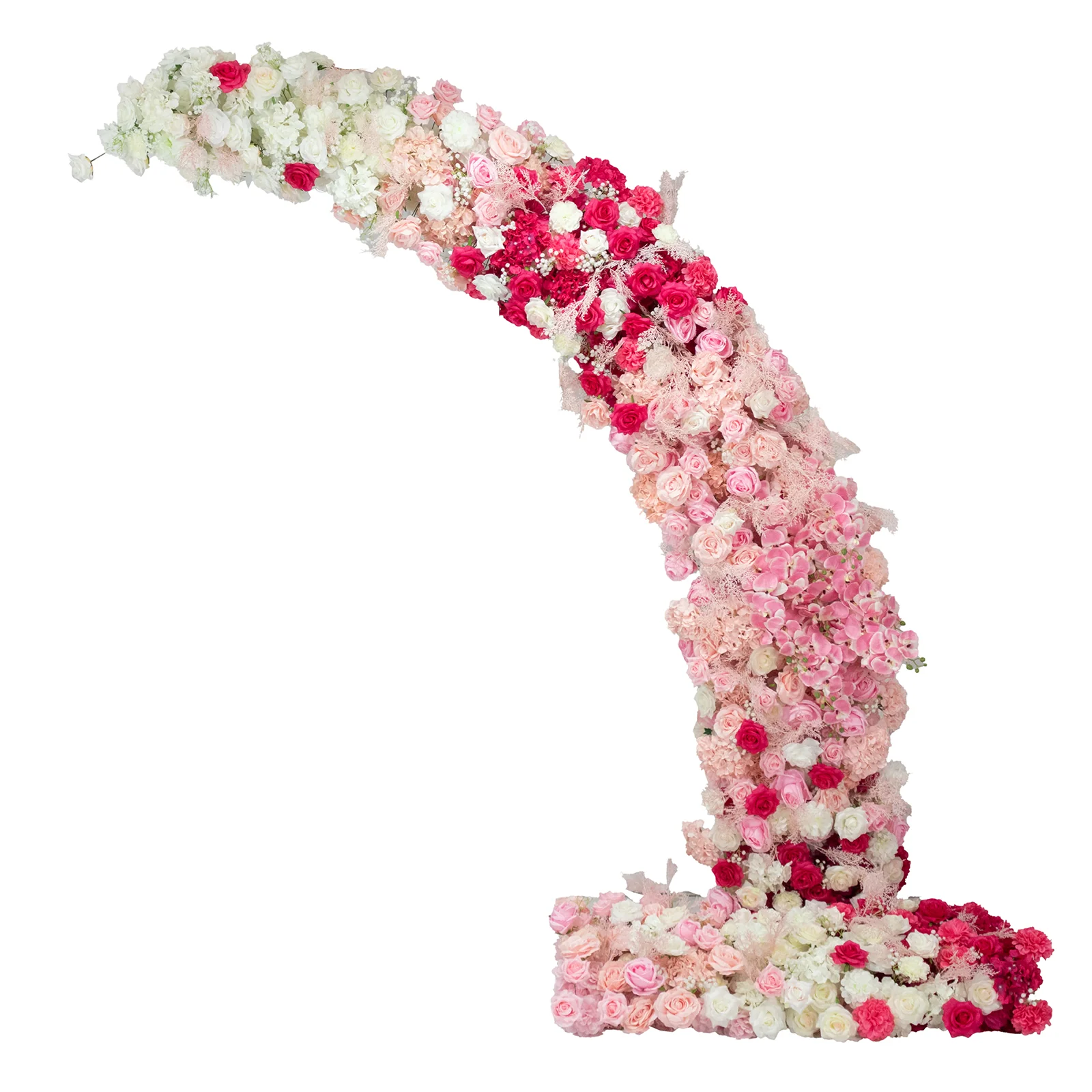 Artificial Silk Floral Backdrop for 8ft Half Crescent Wedding Arch – Foam-Backed Flower Arch in White & Pink Mix with Roses, Hydrangeas & Chrysanthemums - Image 2