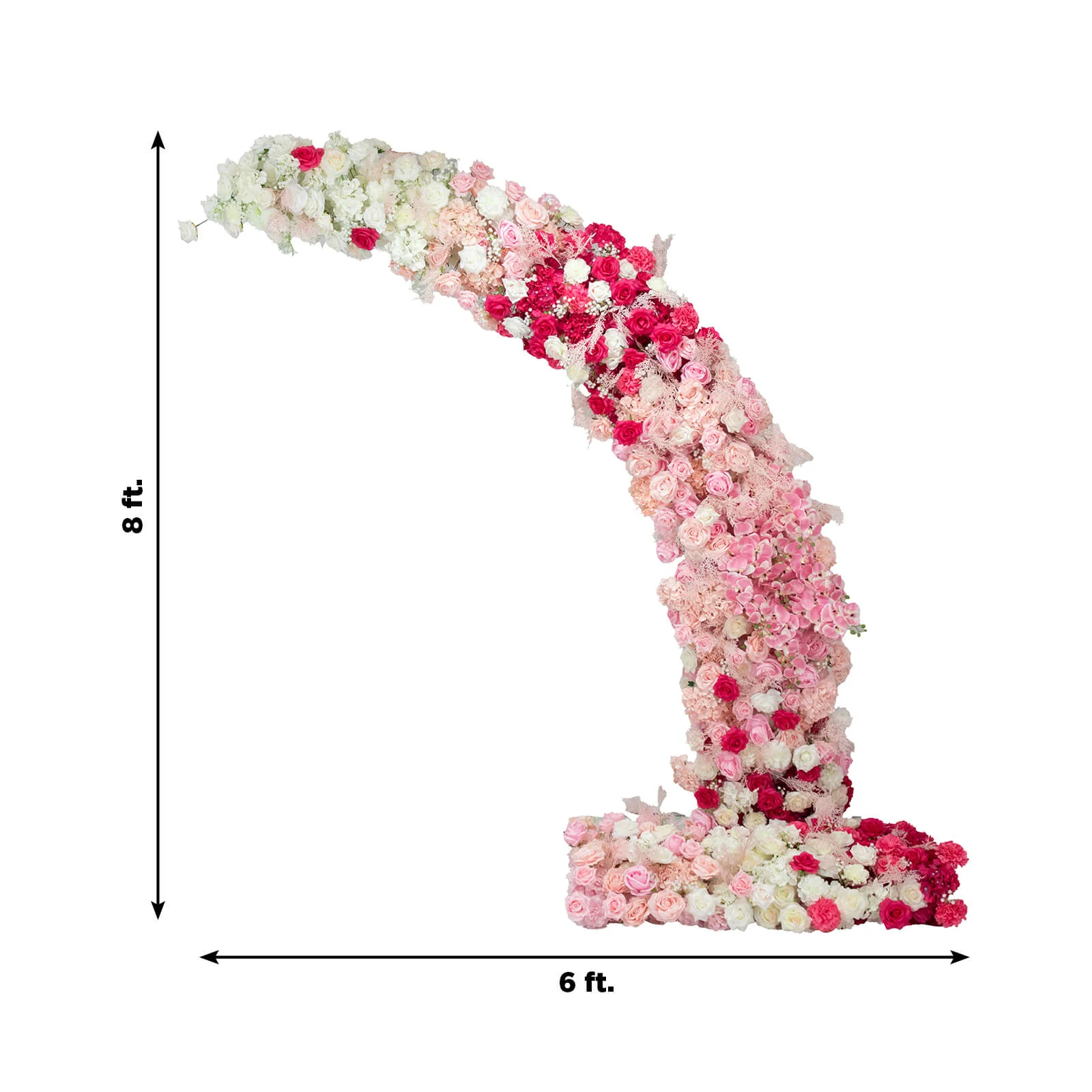Artificial Silk Floral Backdrop for 8ft Half Crescent Wedding Arch – Foam-Backed Flower Arch in White & Pink Mix with Roses, Hydrangeas & Chrysanthemums - Image 3