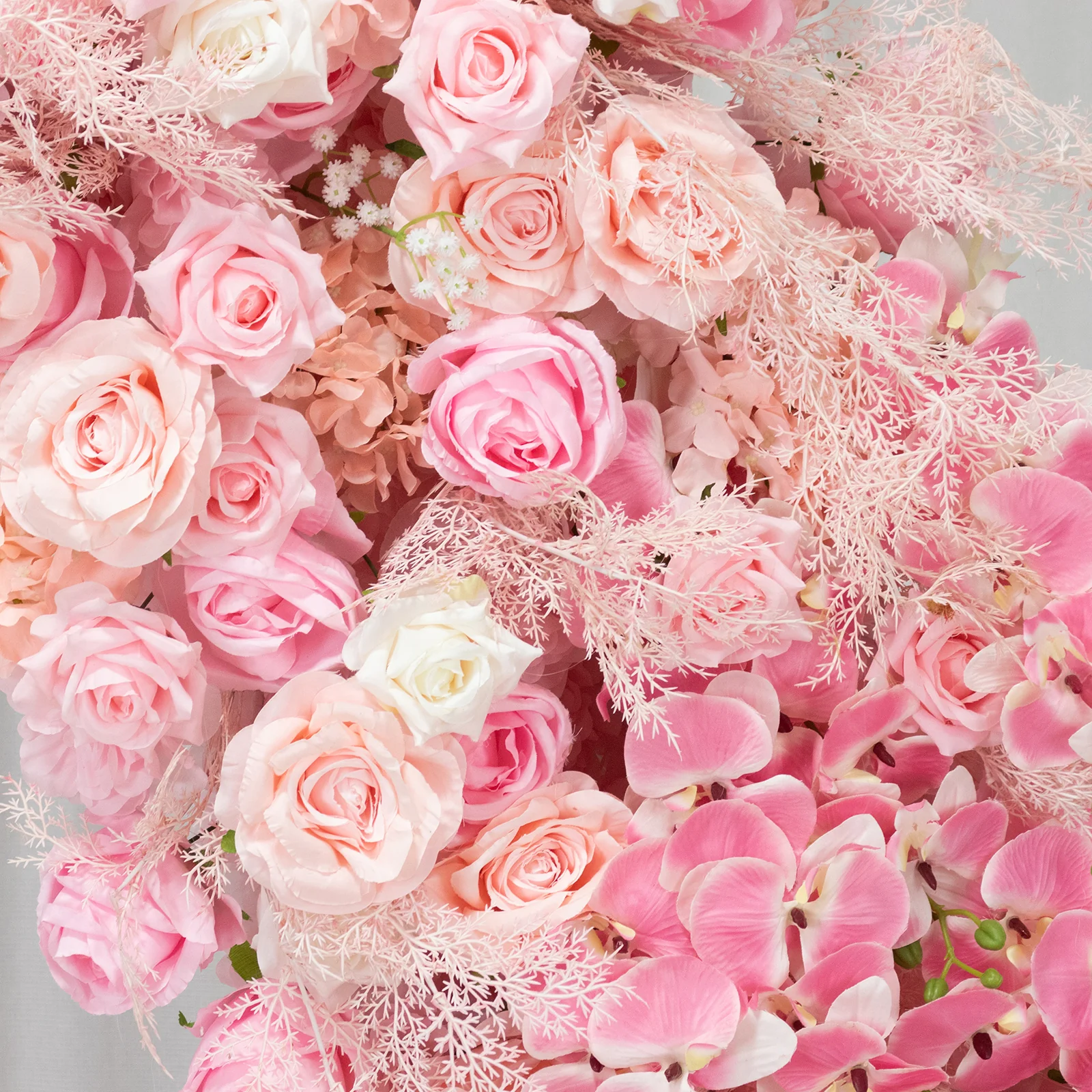 Artificial Silk Floral Backdrop for 8ft Half Crescent Wedding Arch – Foam-Backed Flower Arch in White & Pink Mix with Roses, Hydrangeas & Chrysanthemums - Image 7
