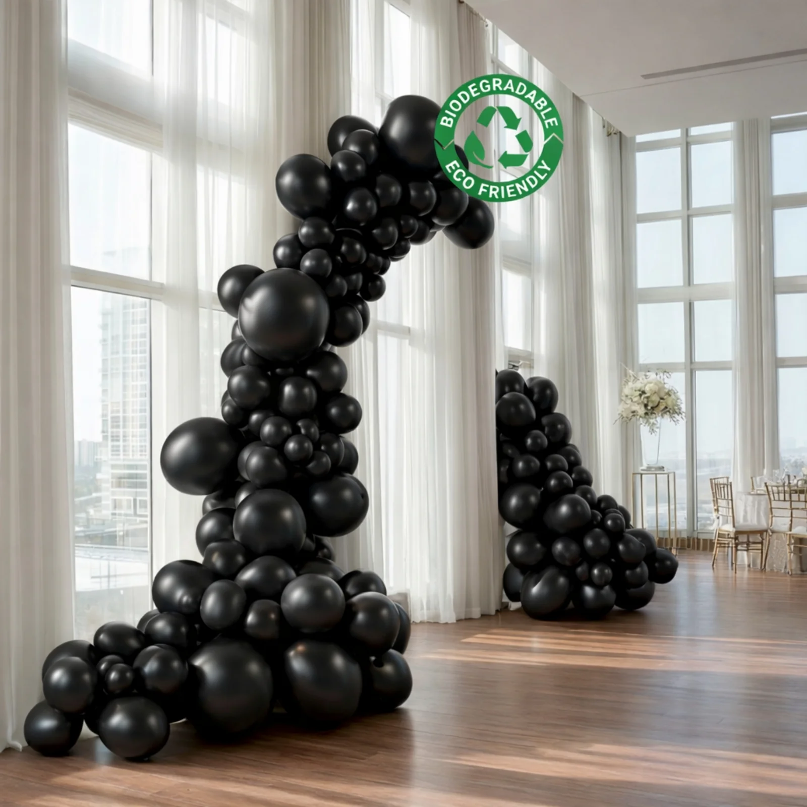 Set of 110 Black Balloon Garland Kit – Biodegradable Extra Strong Latex Balloons for Party Arch Décor - Image 6