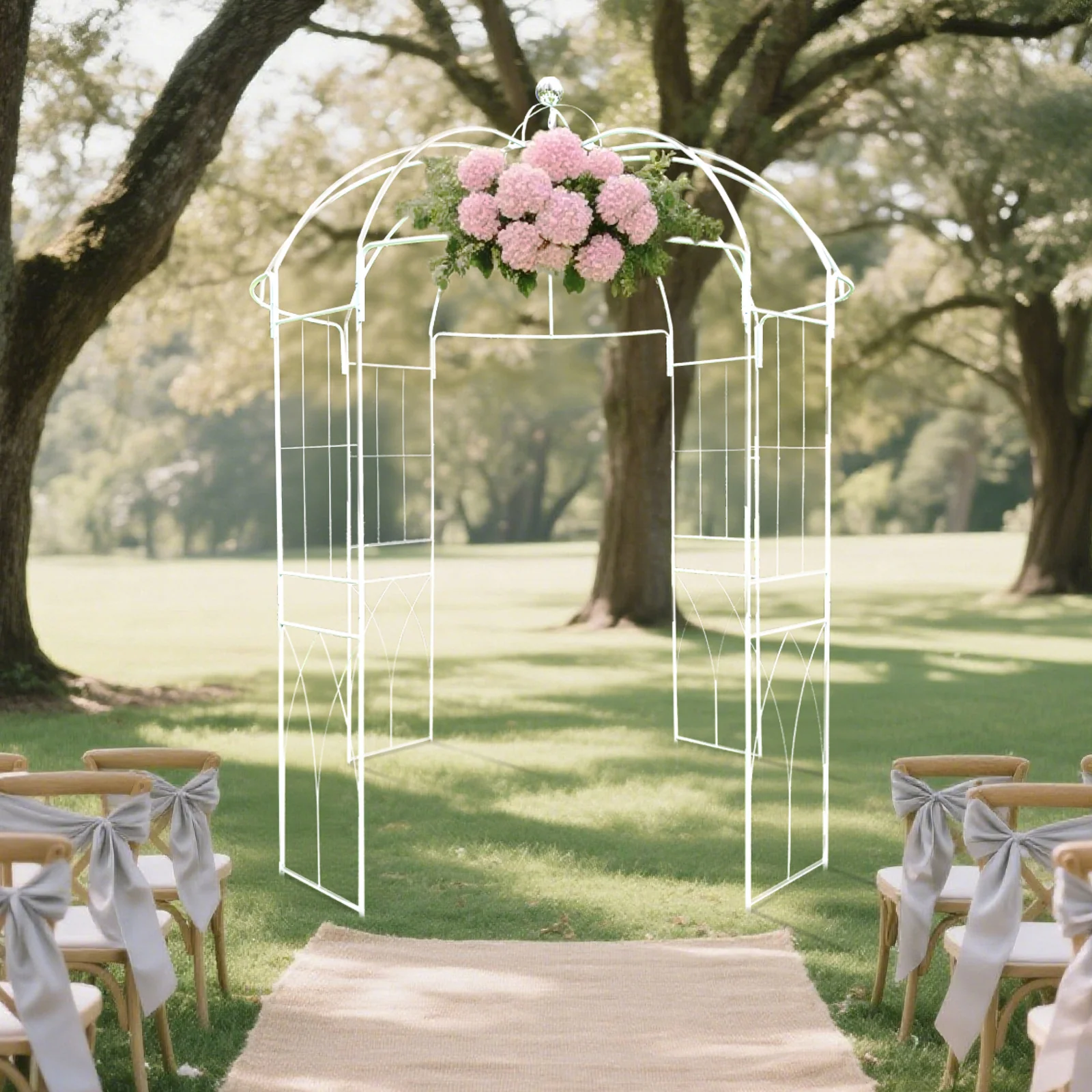10ft White Metal Birdcage Ceremony Arch – Garden Gazebo Pergola Arbor Trellis for Outdoor Weddings, Vines & Flowers - Image 11