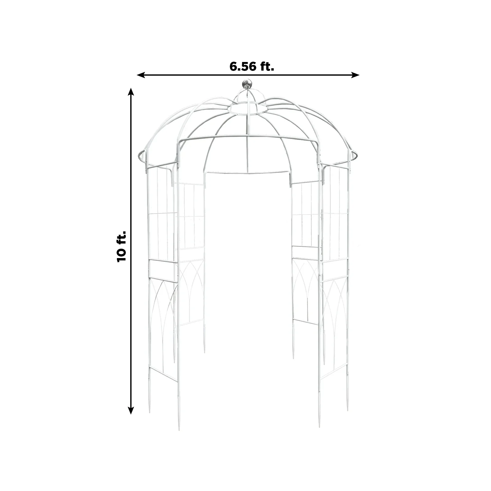 10ft White Metal Birdcage Ceremony Arch – Garden Gazebo Pergola Arbor Trellis for Outdoor Weddings, Vines & Flowers - Image 3