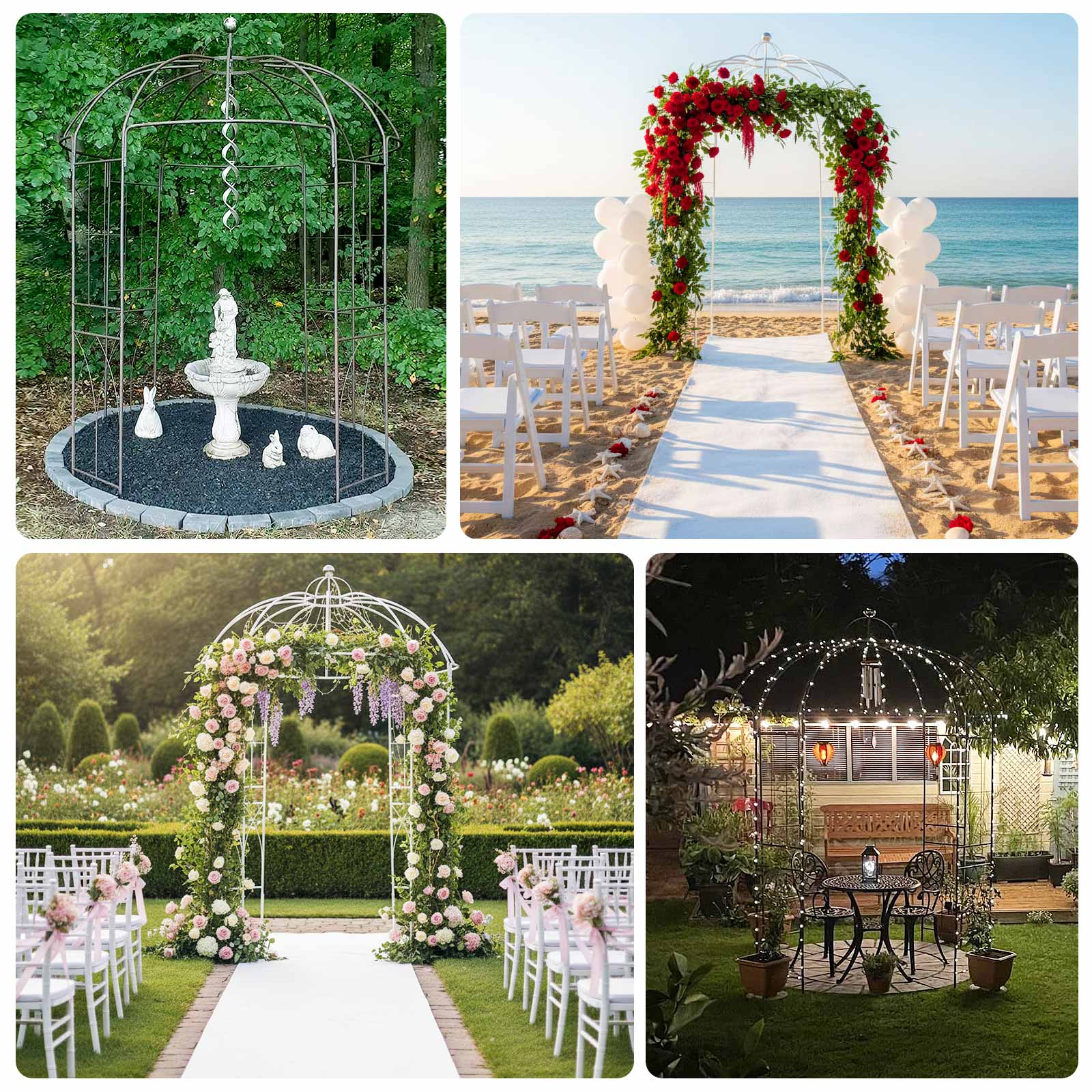 10ft White Metal Birdcage Ceremony Arch – Garden Gazebo Pergola Arbor Trellis for Outdoor Weddings, Vines & Flowers - Image 5