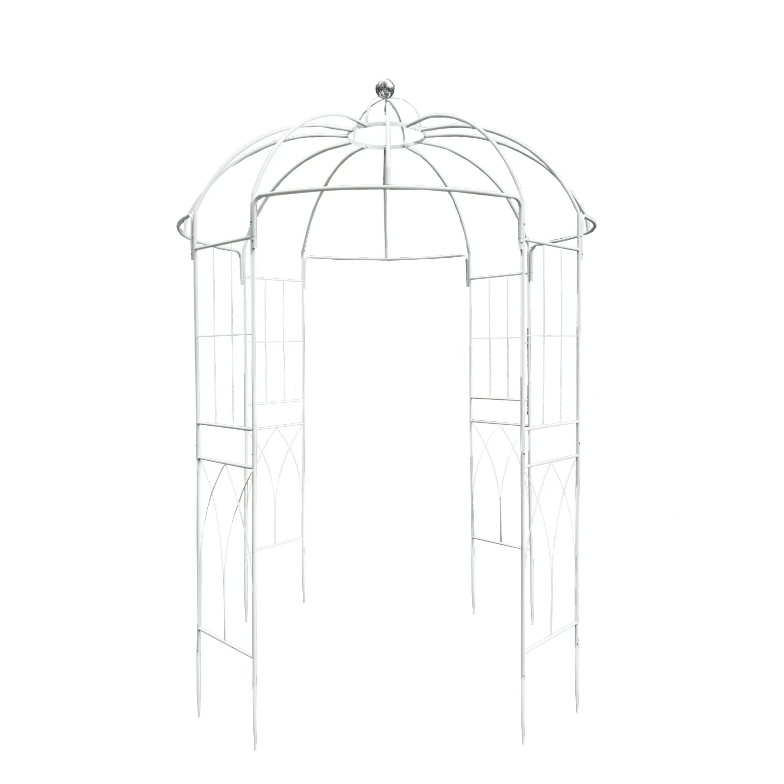 10ft White Metal Birdcage Ceremony Arch – Garden Gazebo Pergola Arbor Trellis for Outdoor Weddings, Vines & Flowers - Image 6