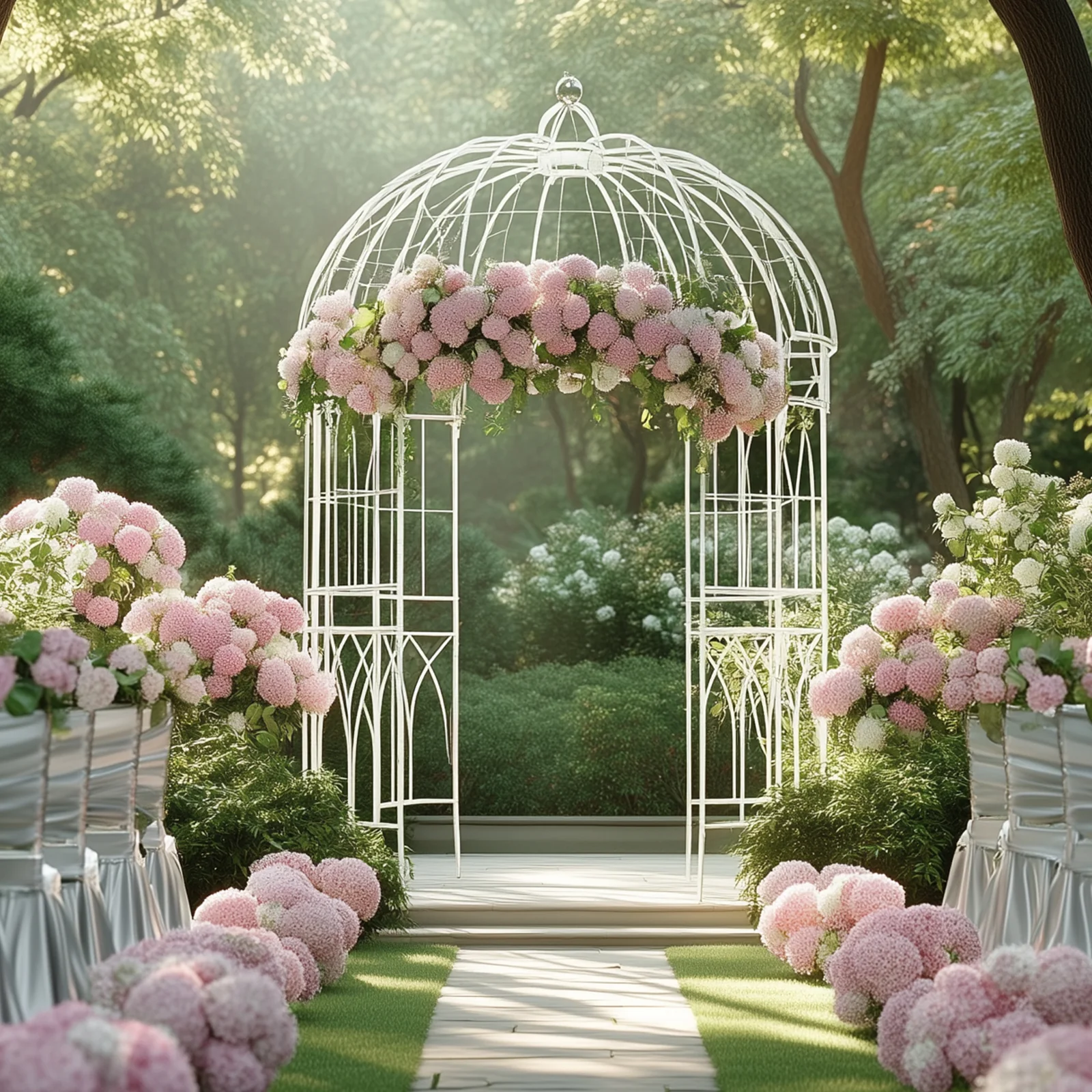 10ft White Metal Birdcage Ceremony Arch – Garden Gazebo Pergola Arbor Trellis for Outdoor Weddings, Vines & Flowers - Image 9