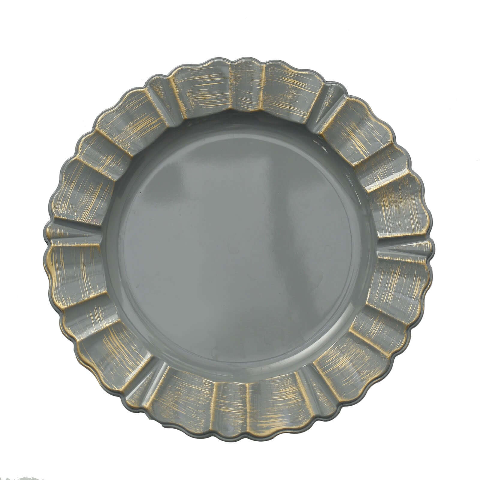 6-Pack Acrylic Plastic Round Charger Plates 13" in Charcoal Gray with Gold Brushed Wavy Scalloped Rim, Decorative Dinner Party Charger Tableware - Image 6