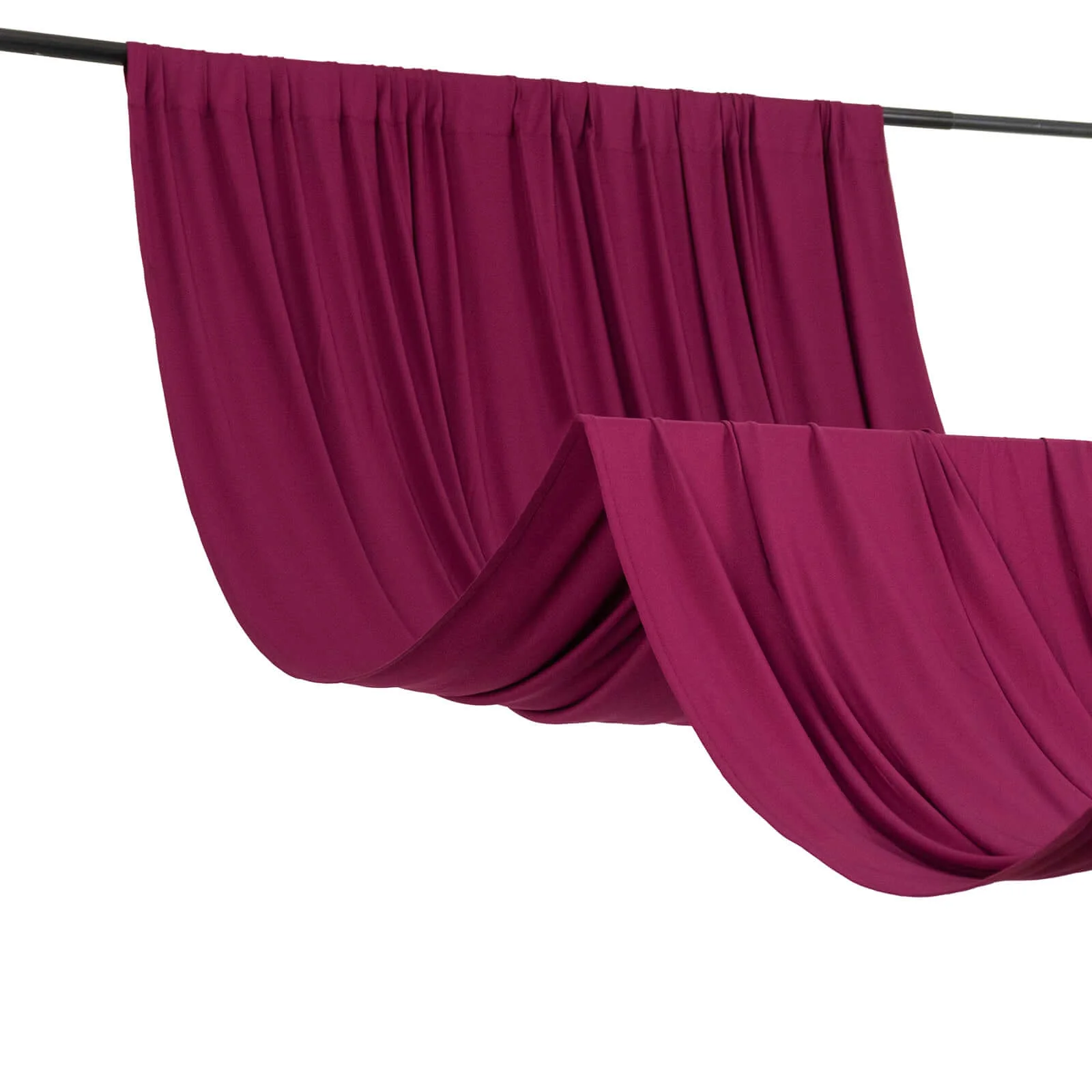 Burgundy 4-Way Stretch Spandex Event Curtain Drapes, Wrinkle Free Backdrop Event Panel with Rod Pockets - 5ftx14ft - Image 2