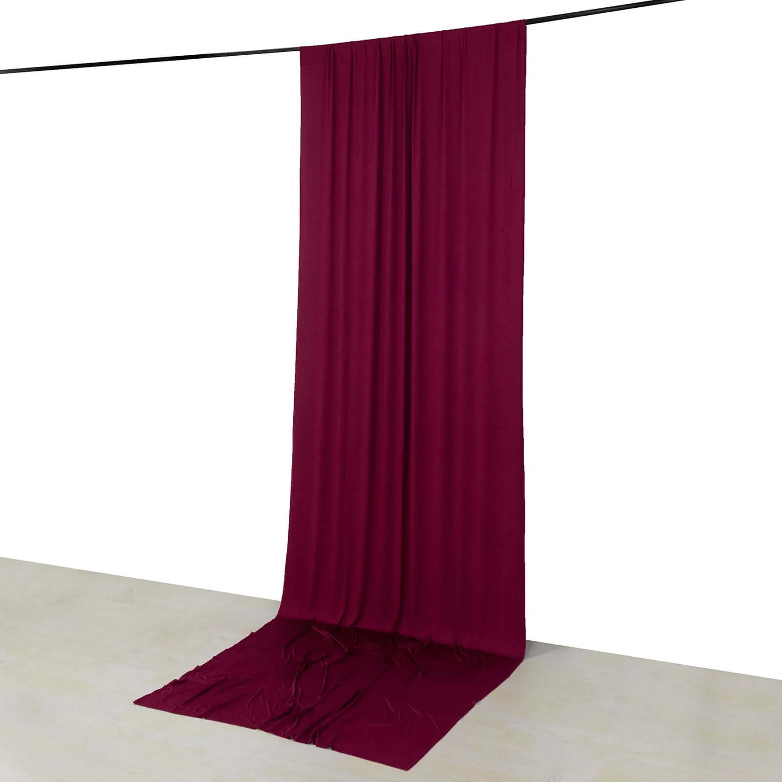 Burgundy 4-Way Stretch Spandex Event Curtain Drapes, Wrinkle Free Backdrop Event Panel with Rod Pockets - 5ftx14ft - Image 6