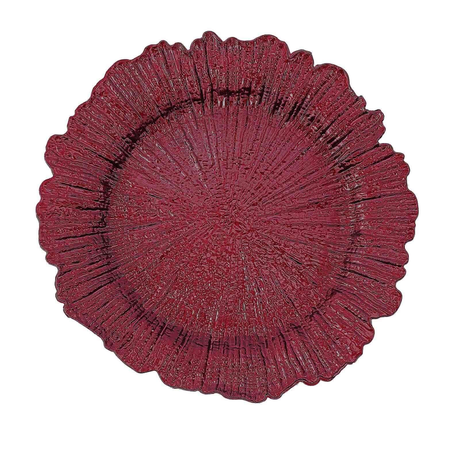 6-Pack Acrylic Plastic Round Charger Plates 13" in Burgundy with Reef Design, Dinner Charger Tableware - Image 8