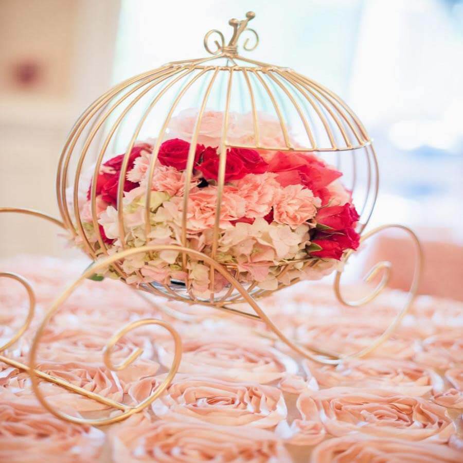 Candle Holder Gold Wrought Iron Cinderella Carriage Card Display - Wedding Table Accent 11" - Image 9