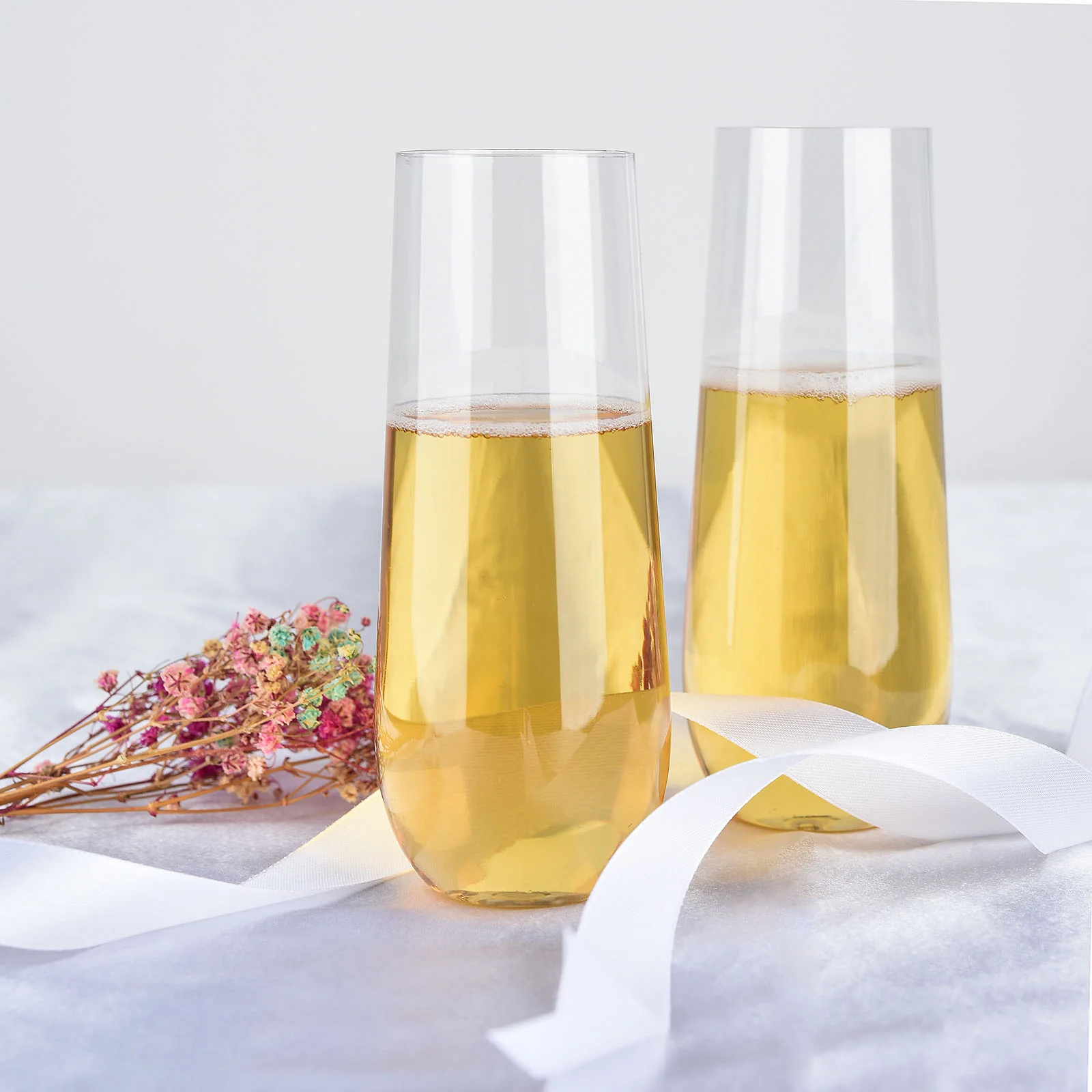 12 Pack Plastic Champagne Glasses in Clear, Reusable Lightweight Champagne Flutes 9oz - Image 3