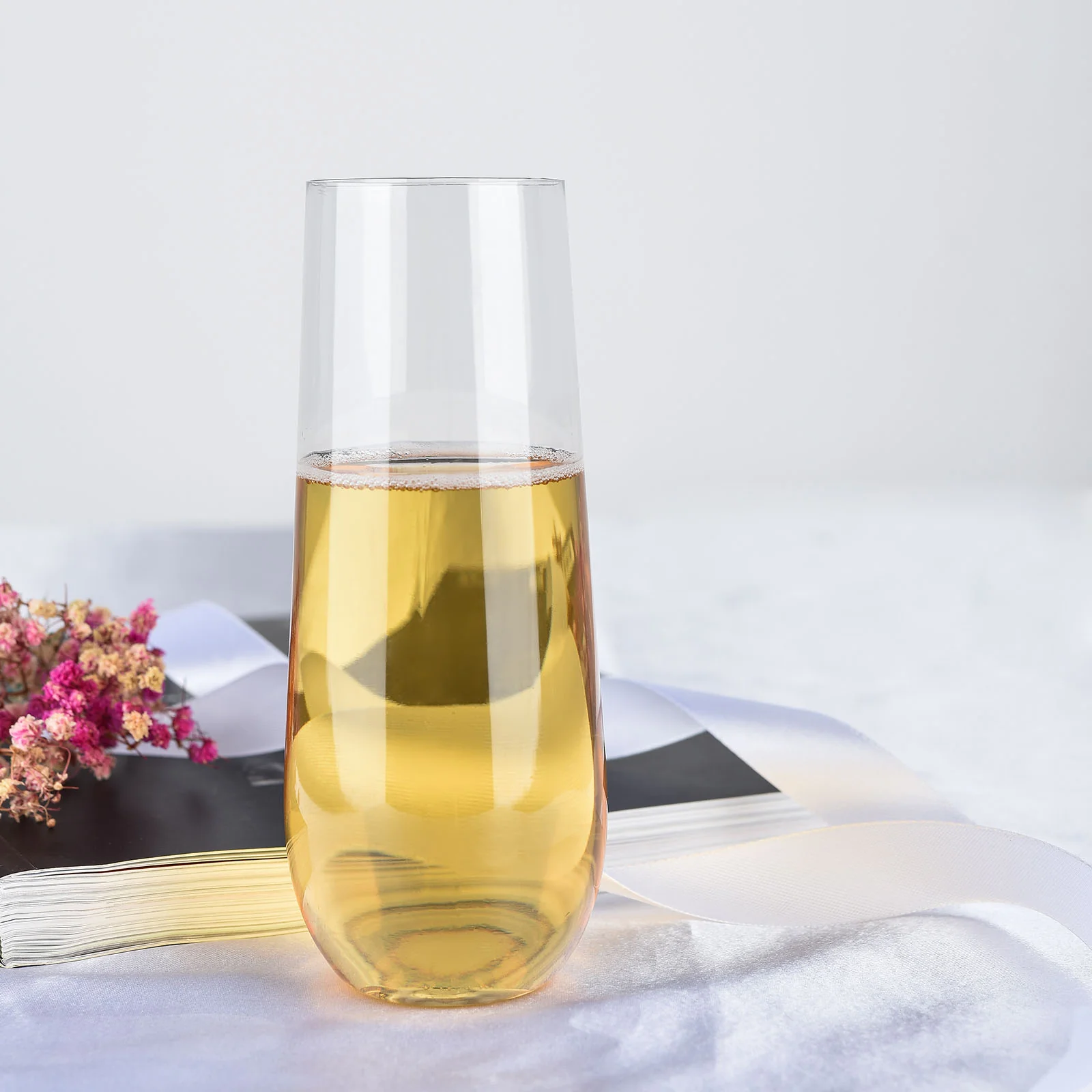 12 Pack Plastic Champagne Glasses in Clear, Reusable Lightweight Champagne Flutes 9oz - Image 4