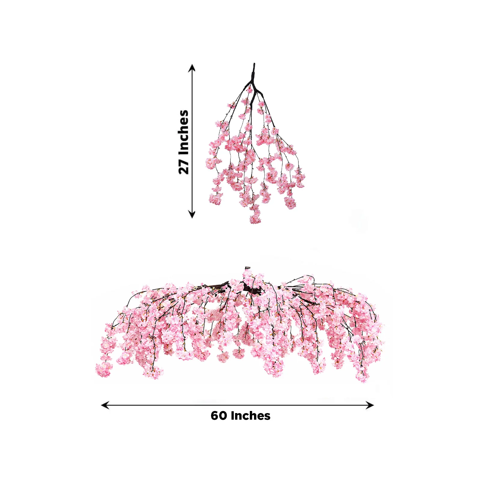 Cherry Blossom Hanging Floral Chandelier 60" Blush – Artificial Silk Flower Ceiling Canopy with Interchangeable Branches - Image 3