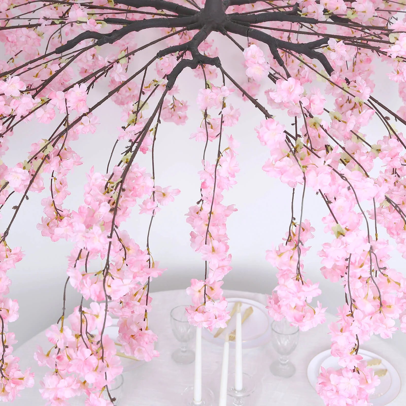 Cherry Blossom Hanging Floral Chandelier 60" Blush – Artificial Silk Flower Ceiling Canopy with Interchangeable Branches - Image 8