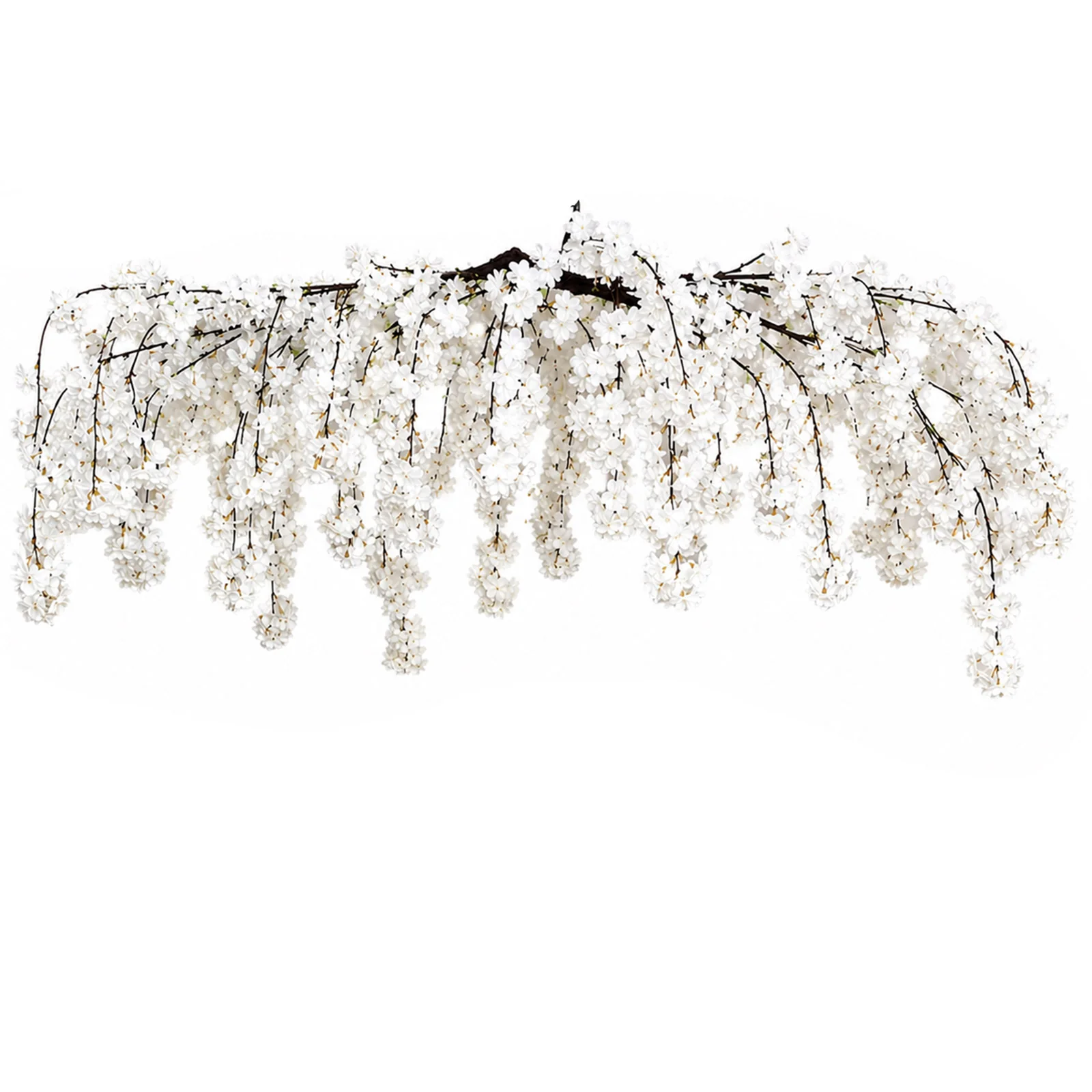 Cherry Blossom Hanging Floral Chandelier 60" White – Artificial Silk Flower Ceiling Canopy with Interchangeable Branches - Image 2