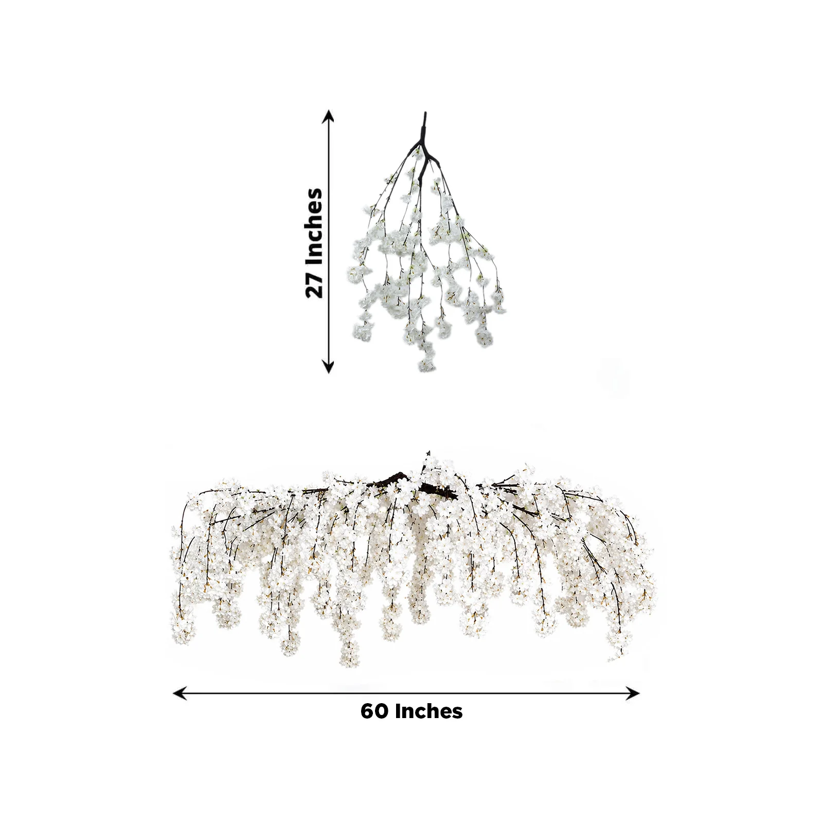 Cherry Blossom Hanging Floral Chandelier 60" White – Artificial Silk Flower Ceiling Canopy with Interchangeable Branches - Image 3