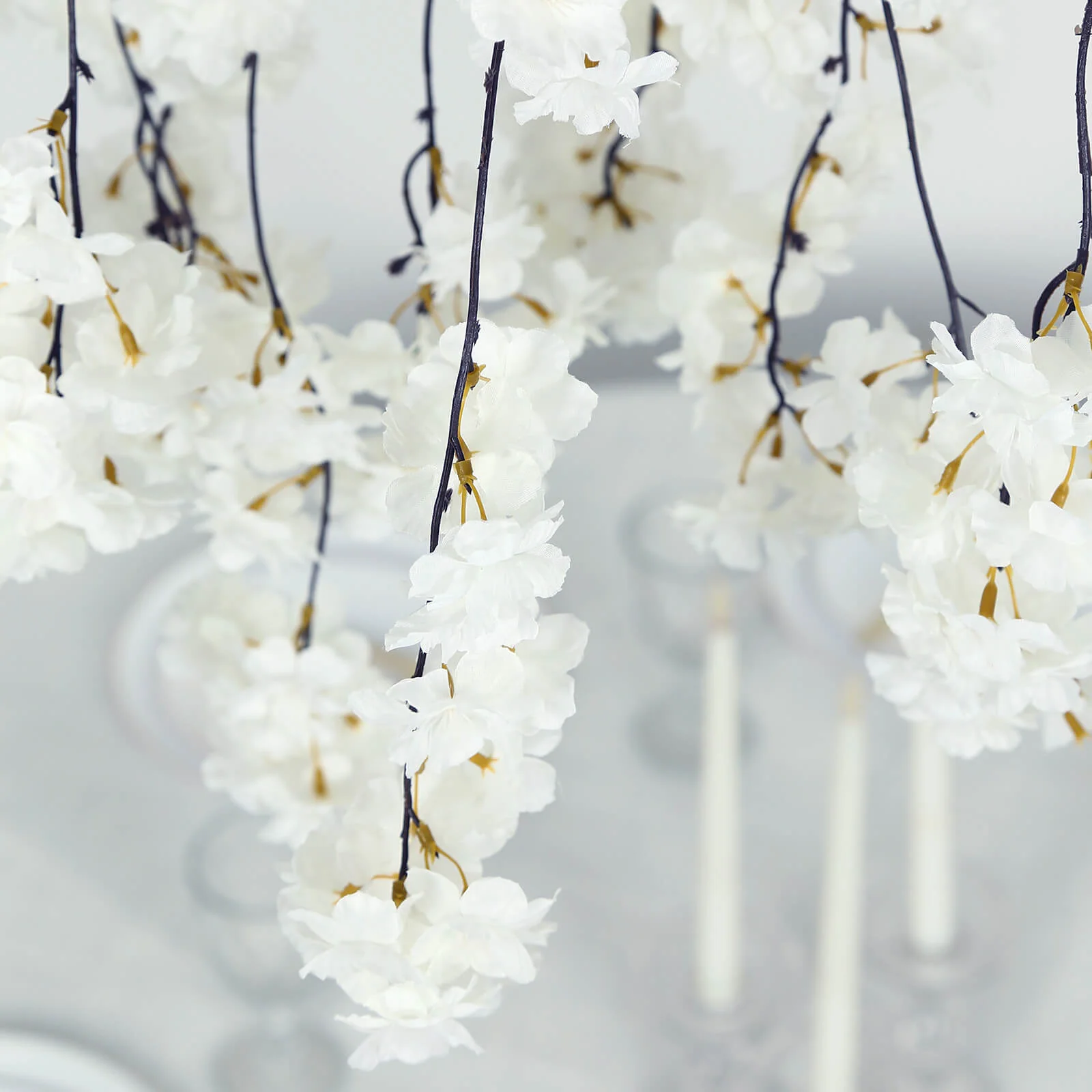 Cherry Blossom Hanging Floral Chandelier 60" White – Artificial Silk Flower Ceiling Canopy with Interchangeable Branches - Image 7