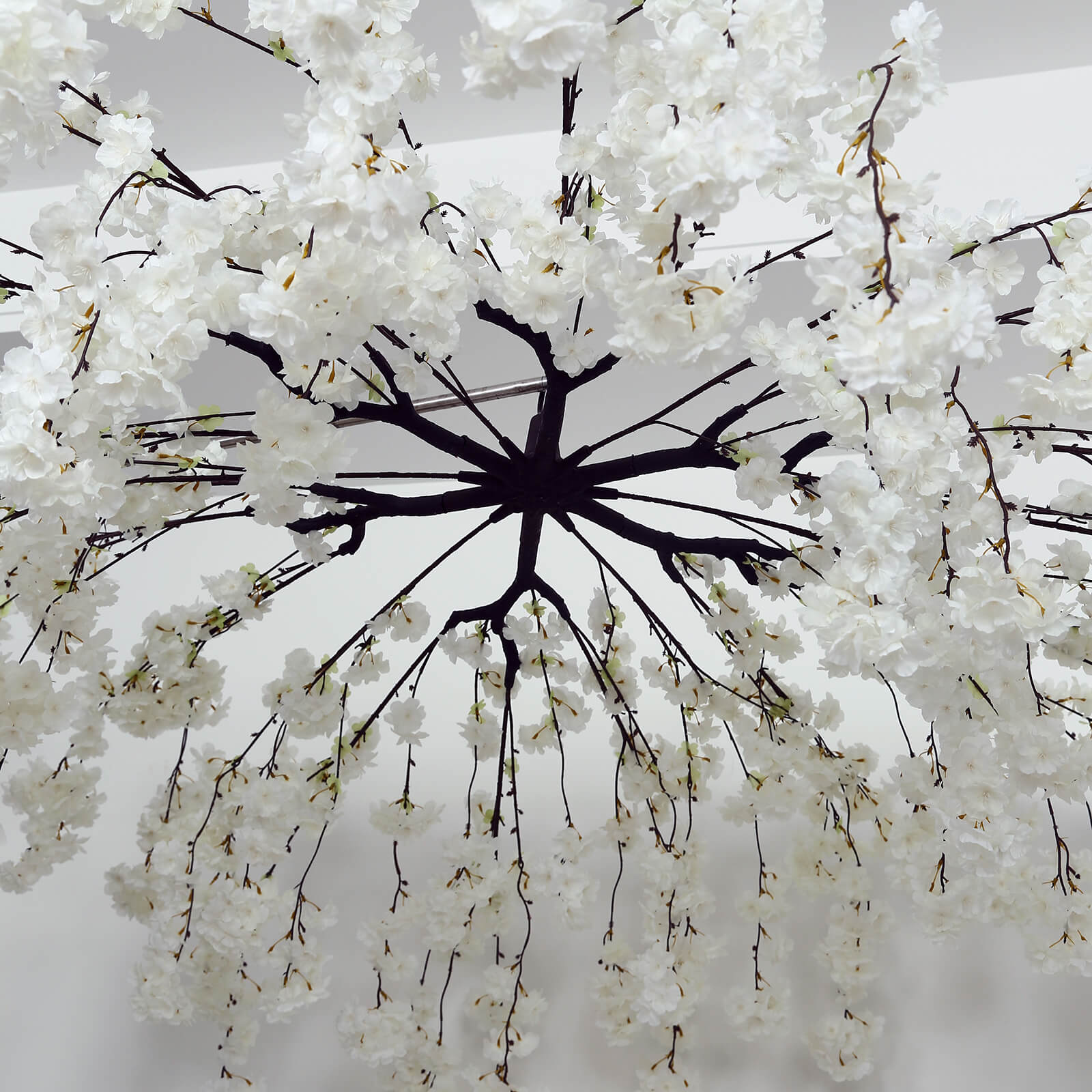 Cherry Blossom Hanging Floral Chandelier 60" White – Artificial Silk Flower Ceiling Canopy with Interchangeable Branches - Image 9