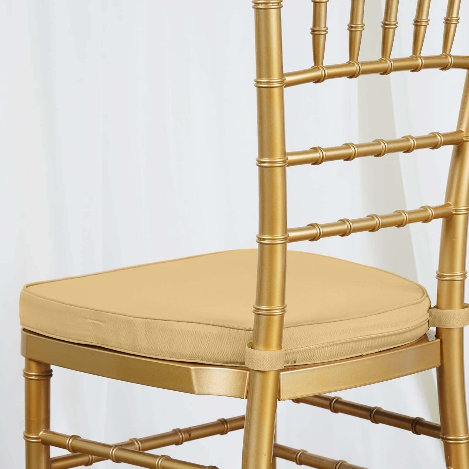 Chiavari Chair Cushion with 1.5" Thick Memory Foam and Ties Champagne - Stylish Removable Cover for Comfort - Image 6