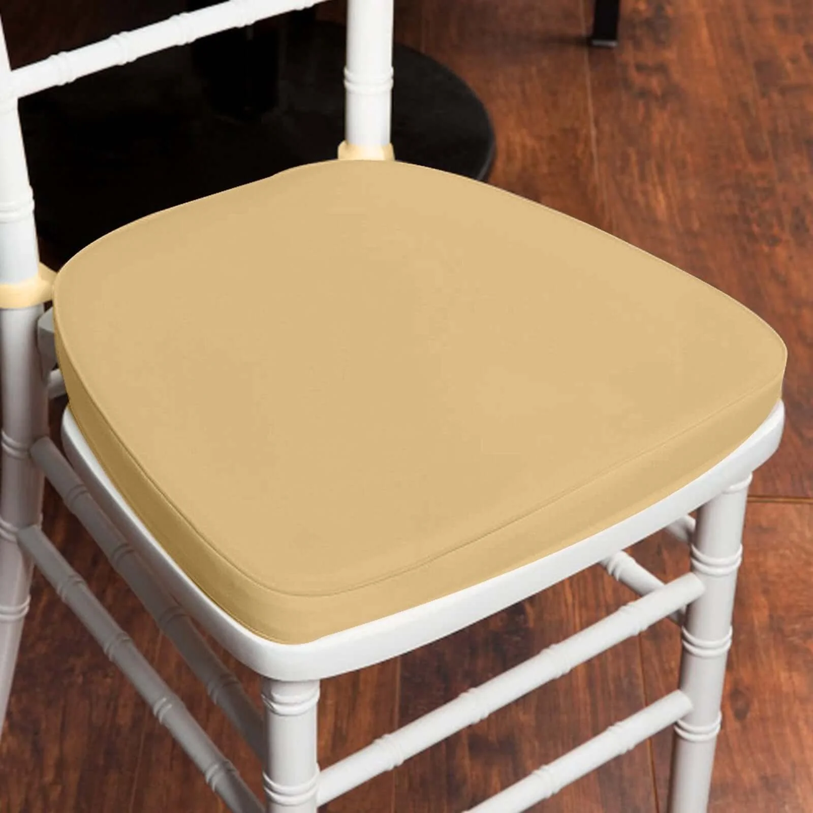 Chiavari Chair Cushion with 1.5" Thick Memory Foam and Ties Champagne - Stylish Removable Cover for Comfort - Image 8