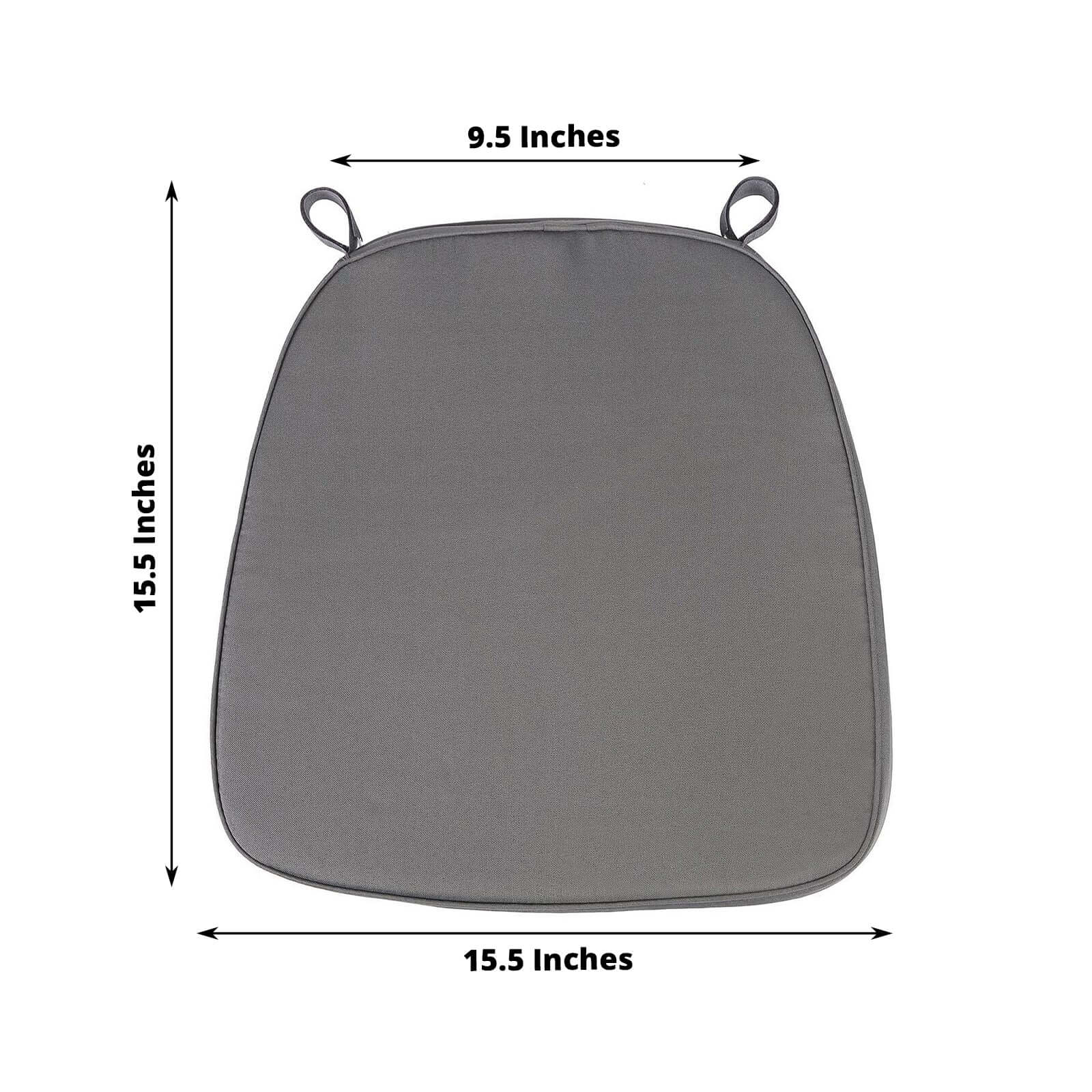 Chiavari Chair Cushion with 1.5" Thick Memory Foam and Ties Charcoal Gray - Stylish Removable Cover for Comfort - Image 3