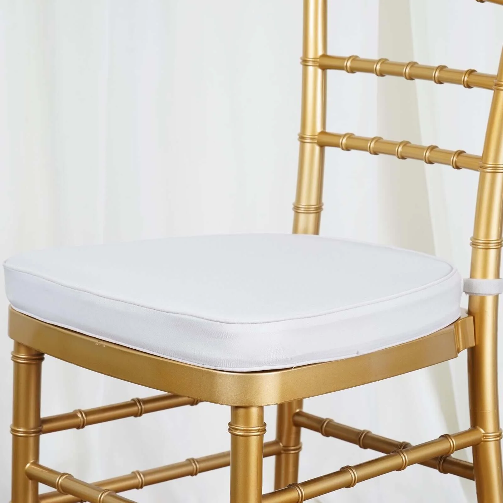 Chiavari Chair Cushion with 1.5" Thick Memory Foam and Ties Silver - Stylish Removable Cover for Comfort