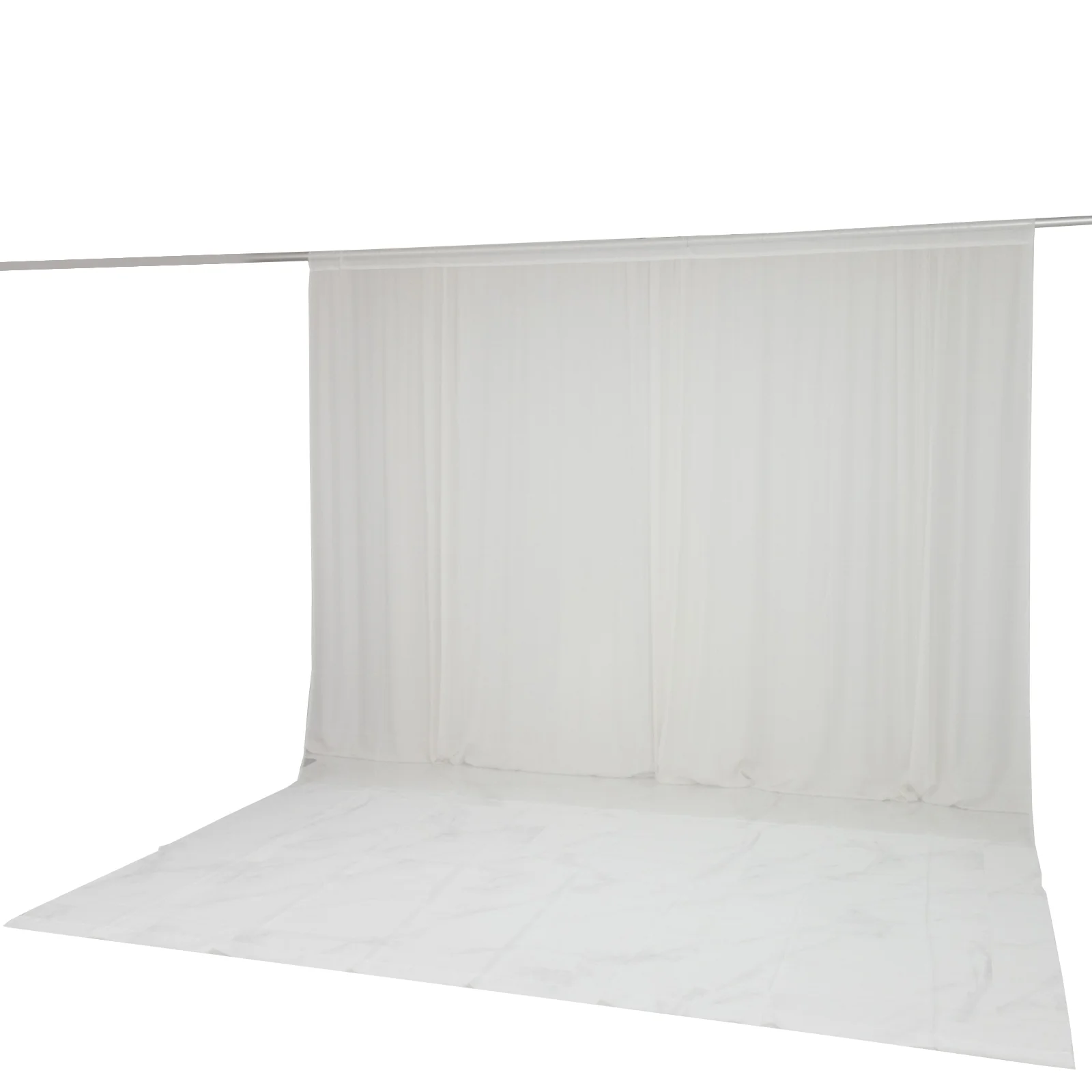 10ft x 14ft Chiffon Backdrop Curtain Panel – Ivory Durable Flame Resistant Sheer Draping Fabric with Rod Pocket - Image 8