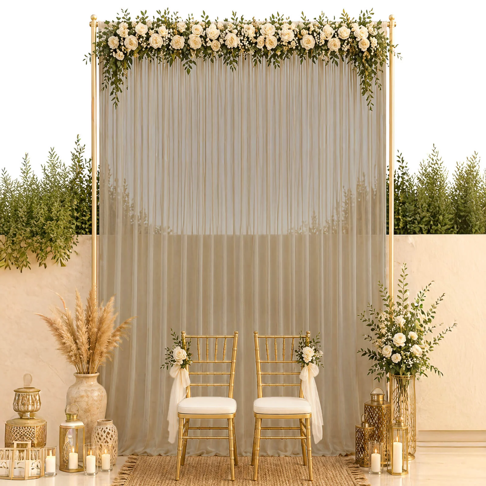 10ft x 14ft Chiffon Backdrop Curtain Panel – Natural Durable Flame Resistant Sheer Draping Fabric with Rod Pocket - Image 3