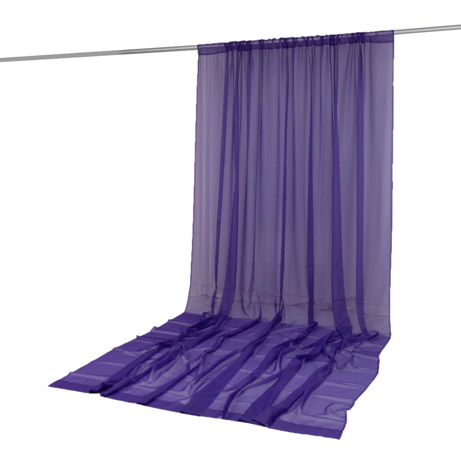 10ft x 14ft Chiffon Backdrop Curtain Panel – Purple Durable Flame Resistant Sheer Draping Fabric with Rod Pocket - Image 2