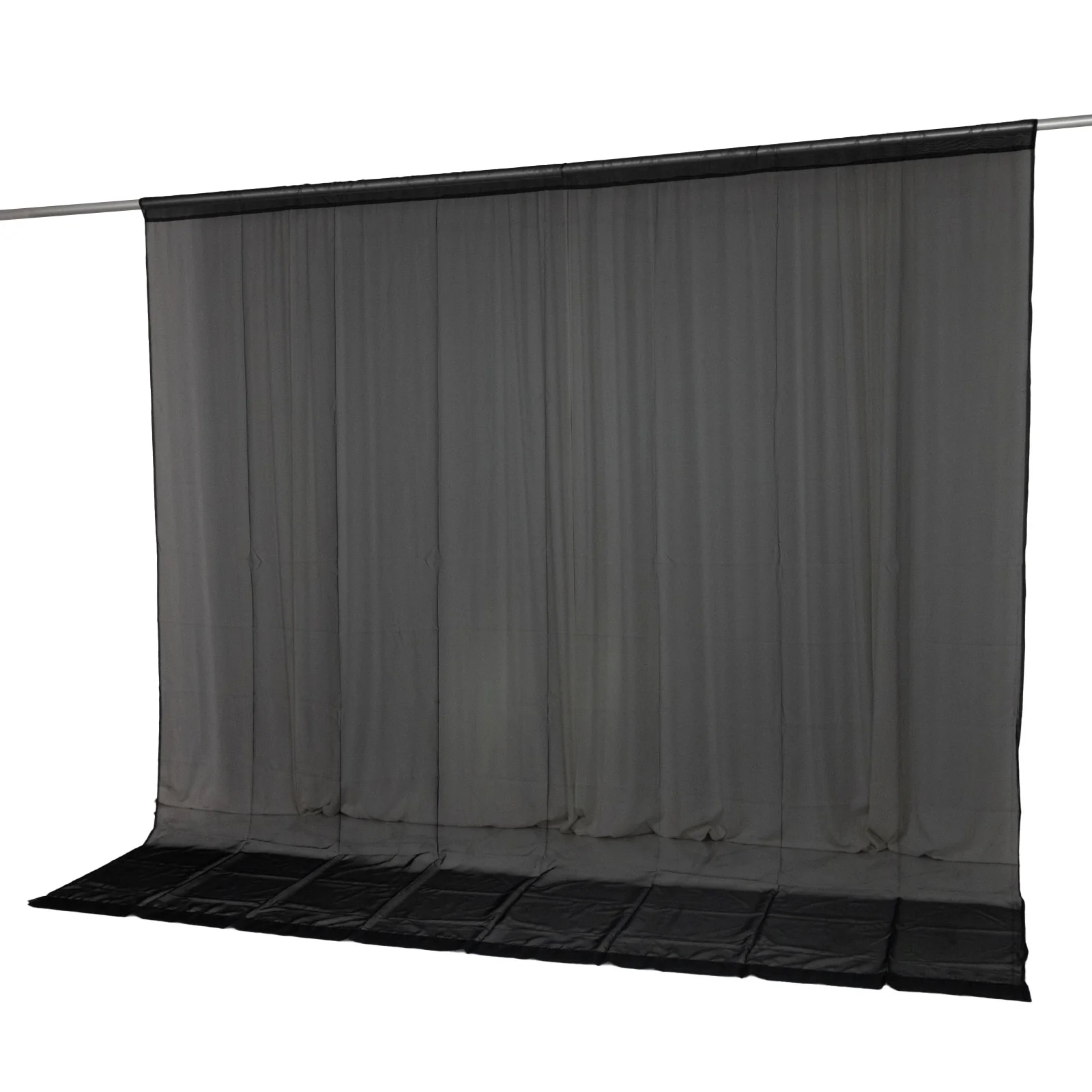 10ft x 10ft Chiffon Backdrop Curtain Panel – Black Durable Flame Resistant Sheer Draping Fabric with Rod Pocket - Image 8