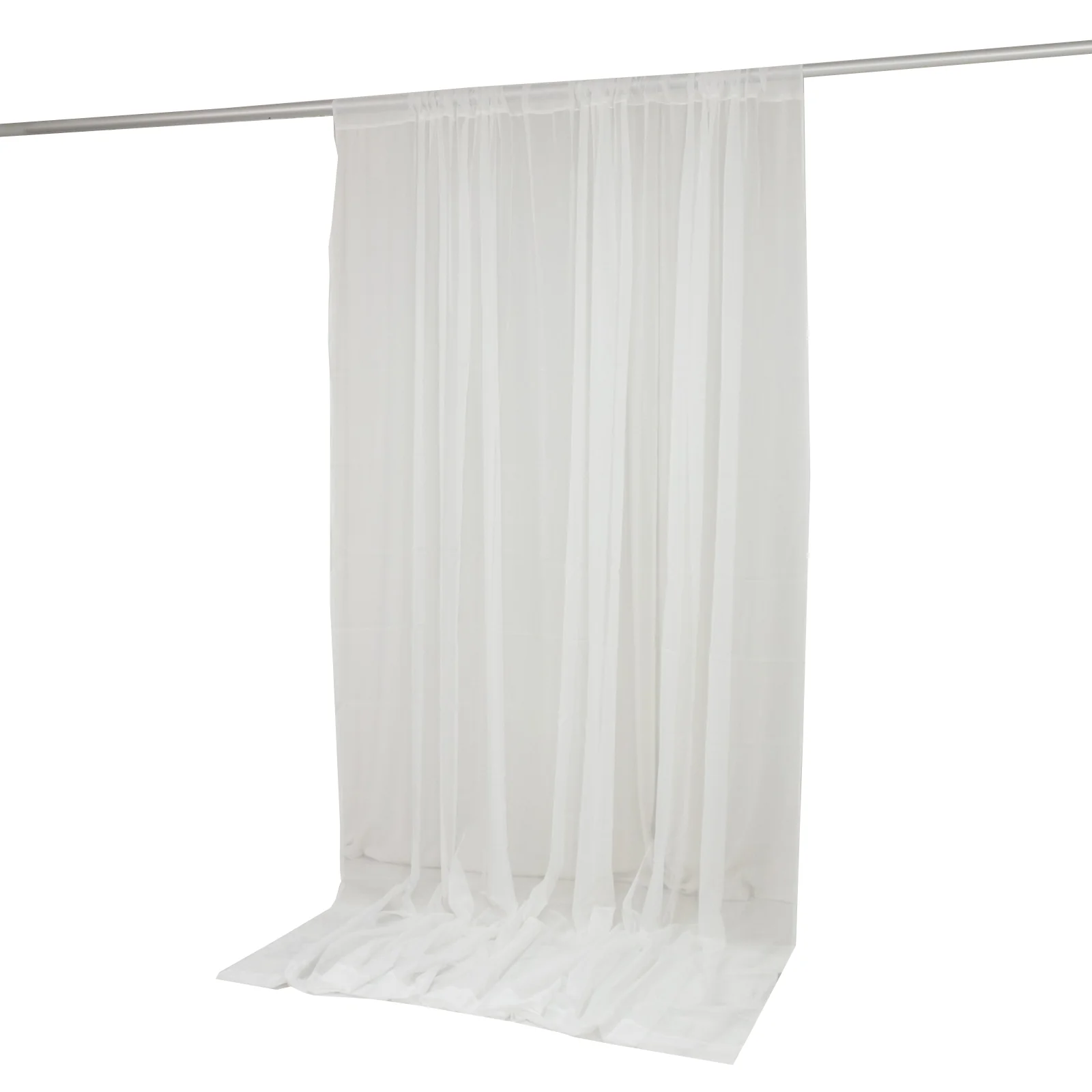 10ft x 10ft Chiffon Backdrop Curtain Panel – Ivory Durable Flame Resistant Sheer Draping Fabric with Rod Pocket - Image 2