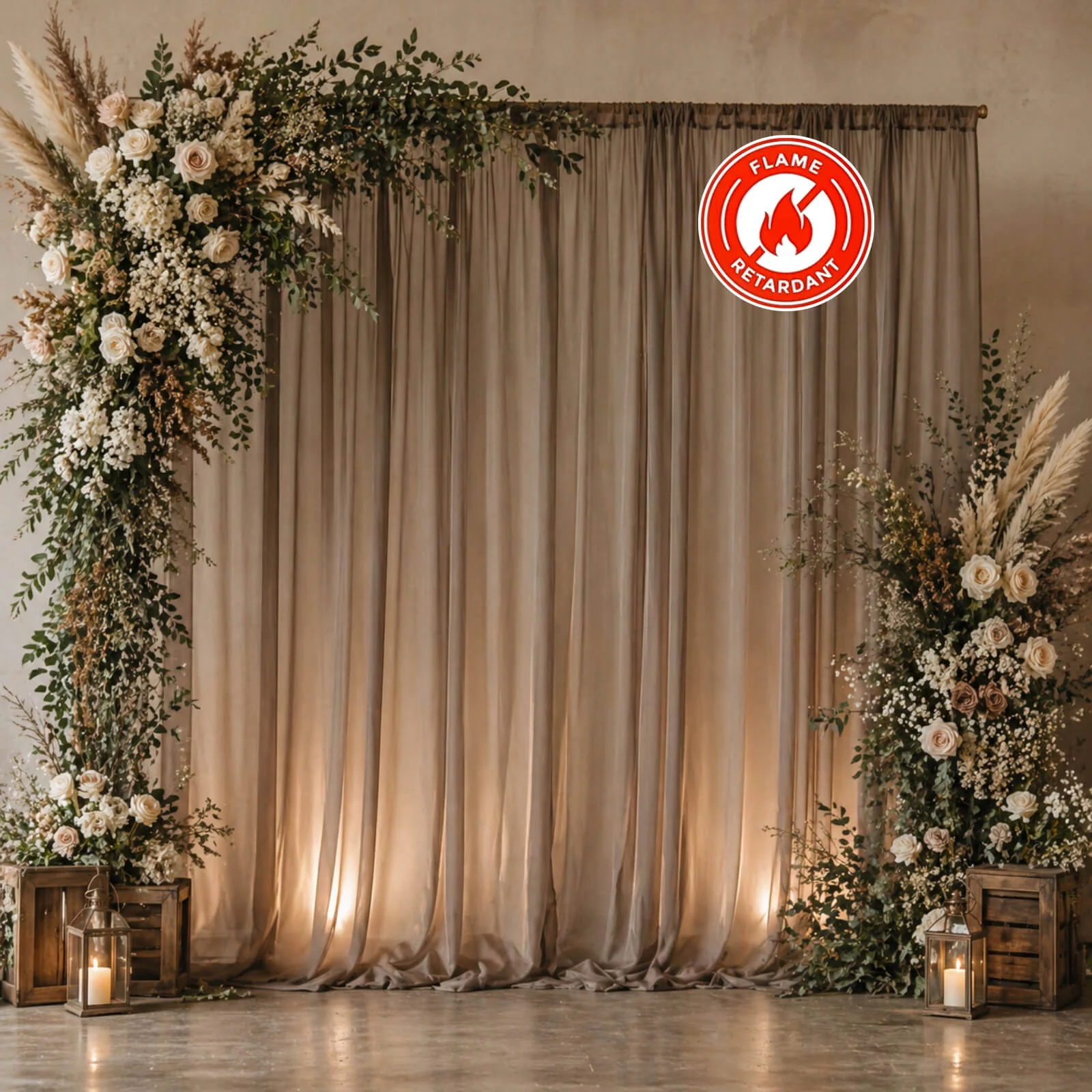 10ft x 10ft Chiffon Backdrop Curtain Panel – Natural Durable Flame Resistant Sheer Draping Fabric with Rod Pocket - Image 3