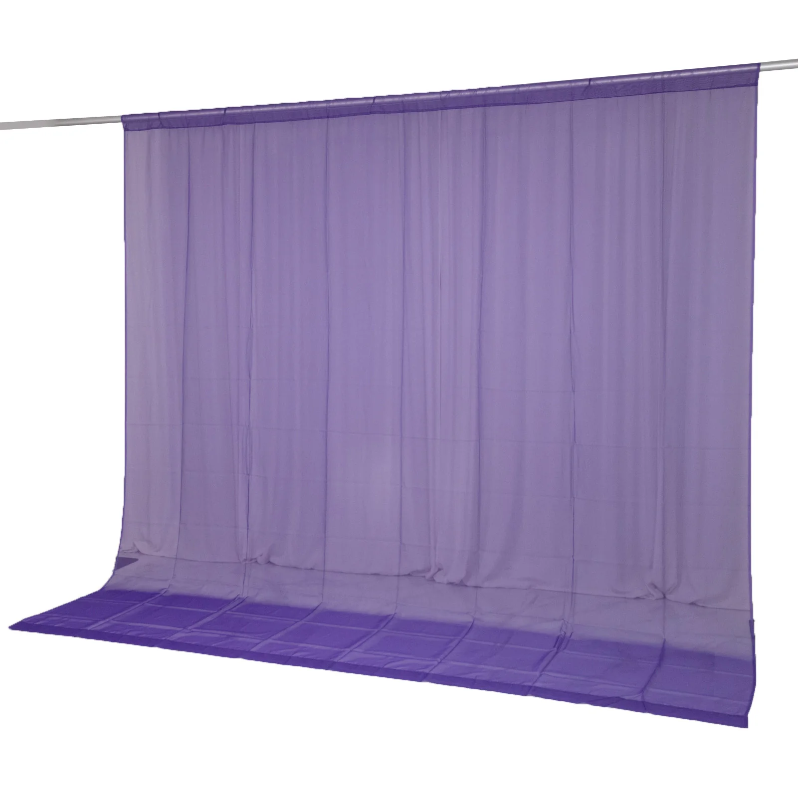 10ft x 10ft Chiffon Backdrop Curtain Panel – Purple Durable Flame Resistant Sheer Draping Fabric with Rod Pocket - Image 8