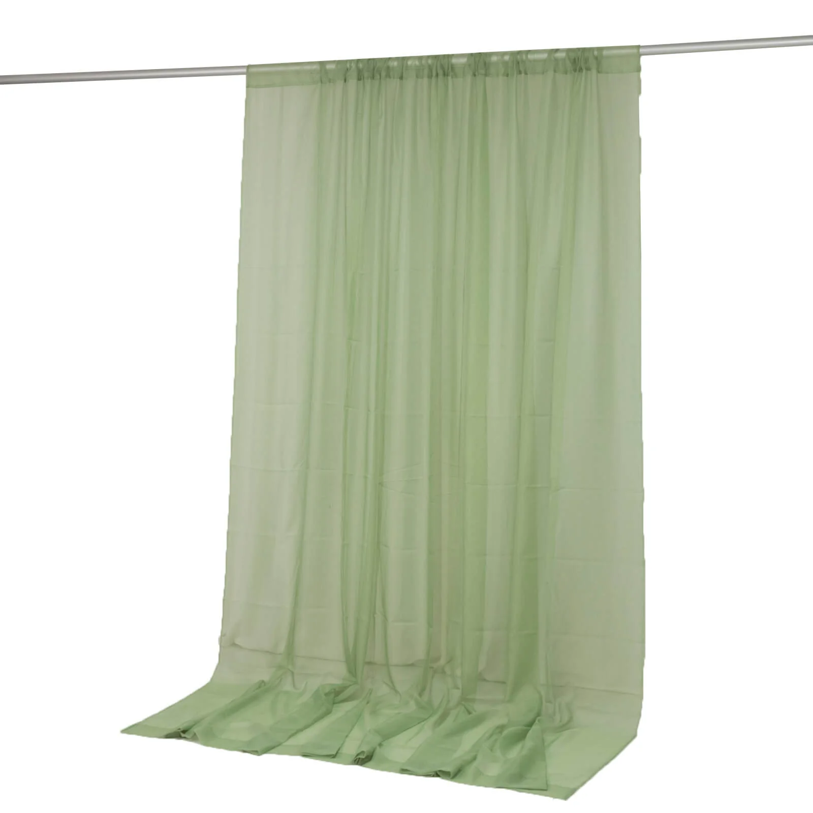 10ft x 10ft Chiffon Backdrop Curtain Panel – Sage Green Durable Flame Resistant Sheer Draping Fabric with Rod Pocket - Image 2