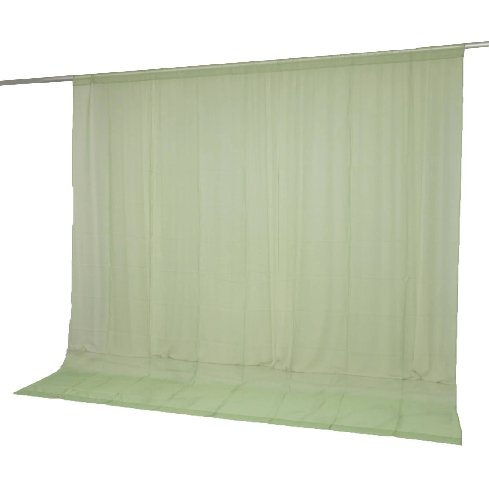10ft x 10ft Chiffon Backdrop Curtain Panel – Sage Green Durable Flame Resistant Sheer Draping Fabric with Rod Pocket - Image 8