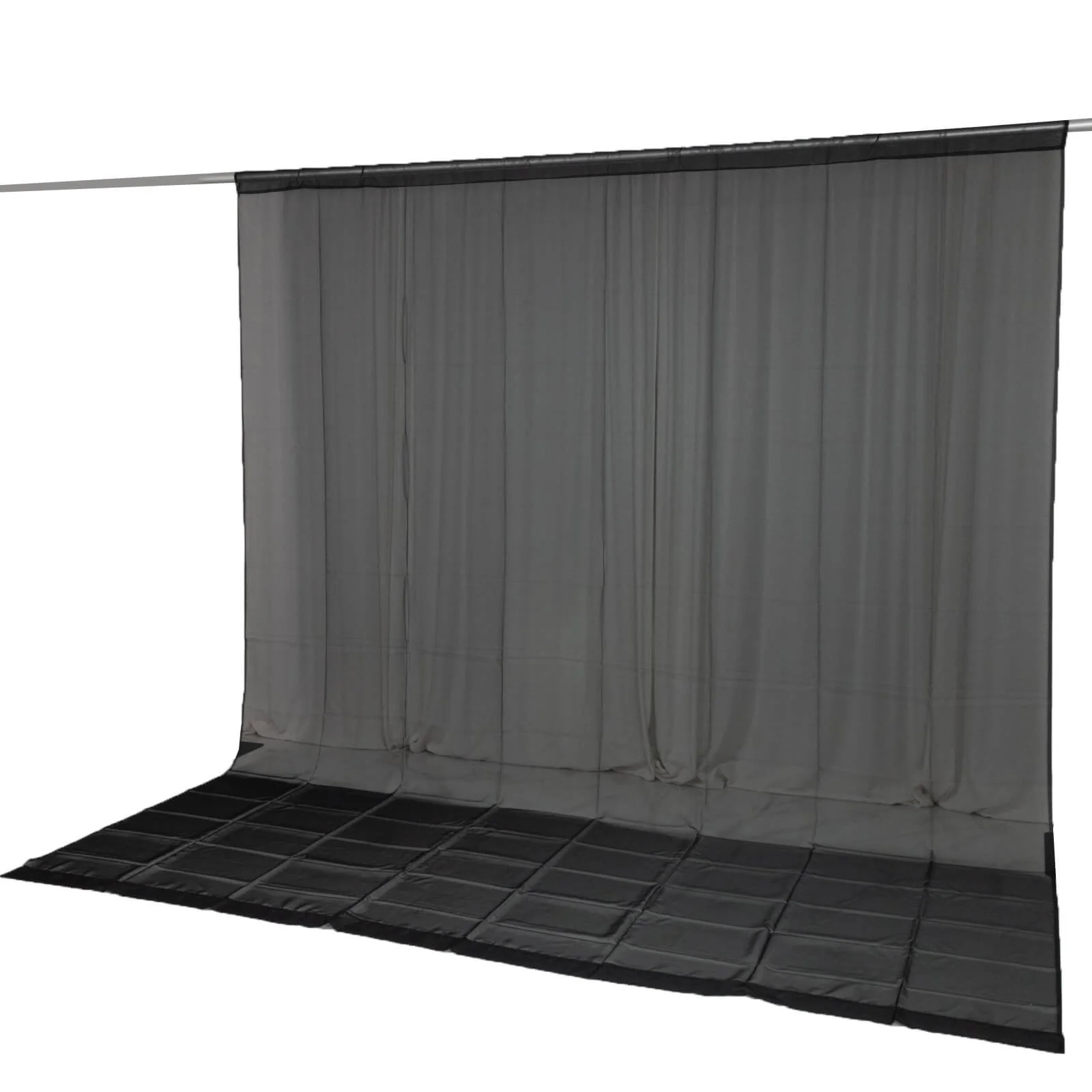 10ft x 12ft Chiffon Backdrop Curtain Panel – Black Durable Flame Resistant Sheer Draping Fabric with Rod Pocket - Image 8