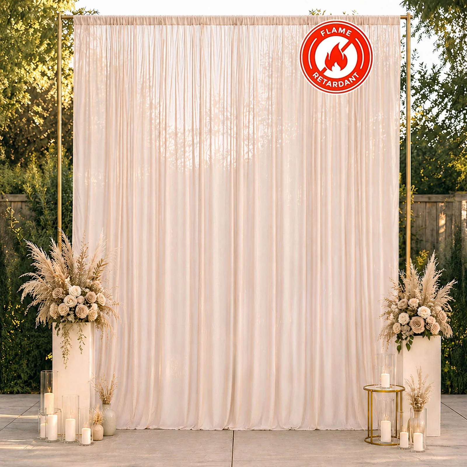 10ft x 12ft Chiffon Backdrop Curtain Panel – Blush Durable Flame Resistant Sheer Draping Fabric with Rod Pocket - Image 3